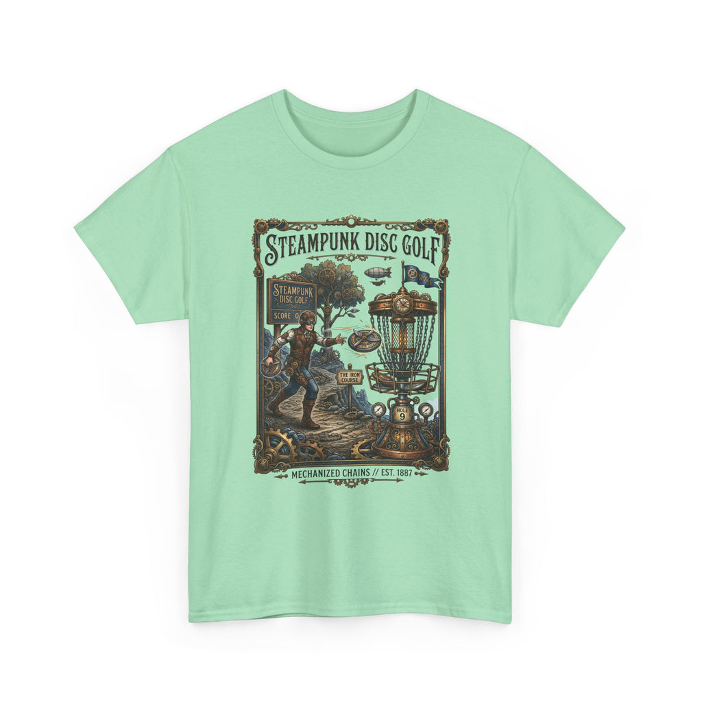 Steampunk Disc Golf T-Shirt — Vintage Victorian Disc Golf Poster Tee