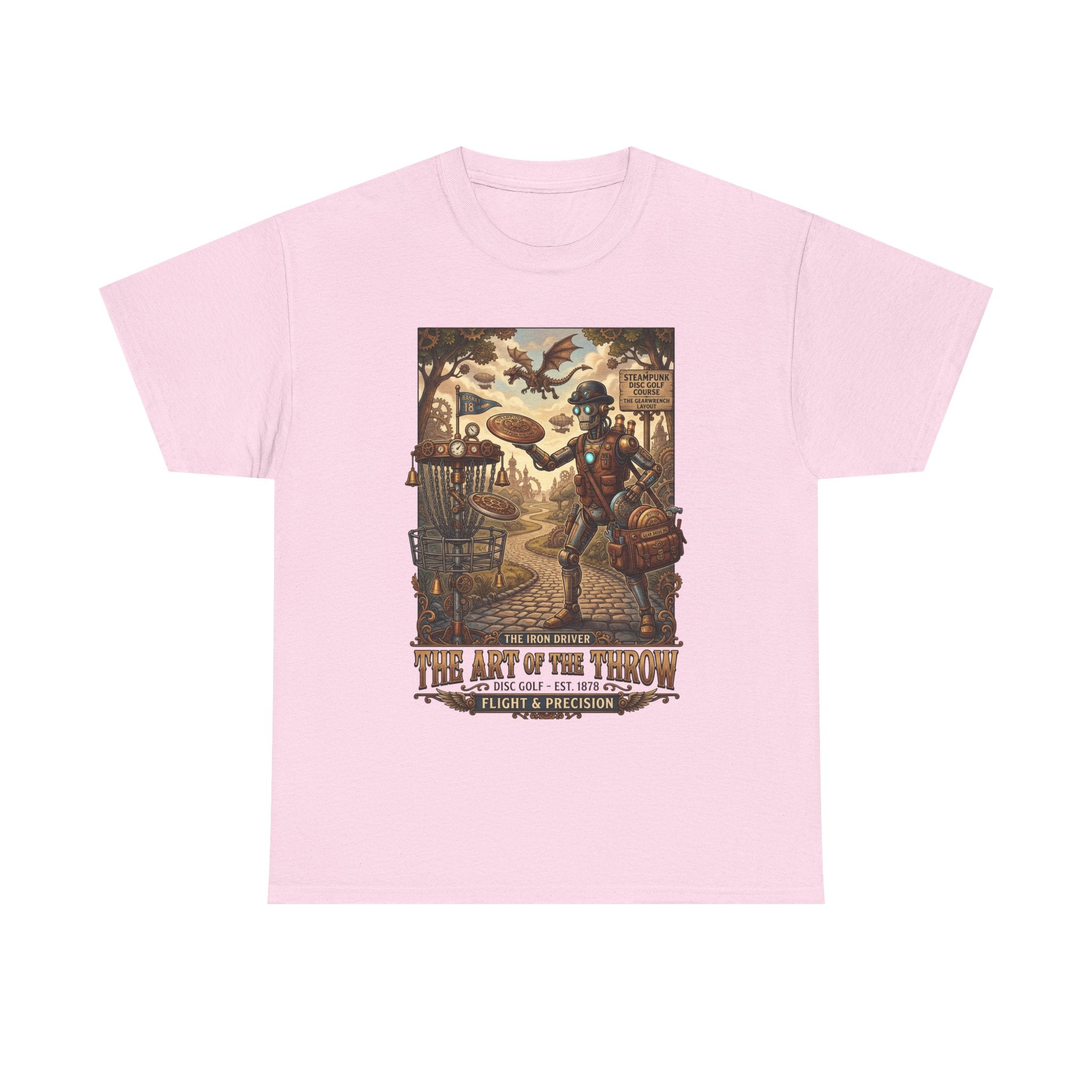 Steampunk Disc Golf T-Shirt — "The Art of the Throw" Vintage Disc Golfer Graphic Tee