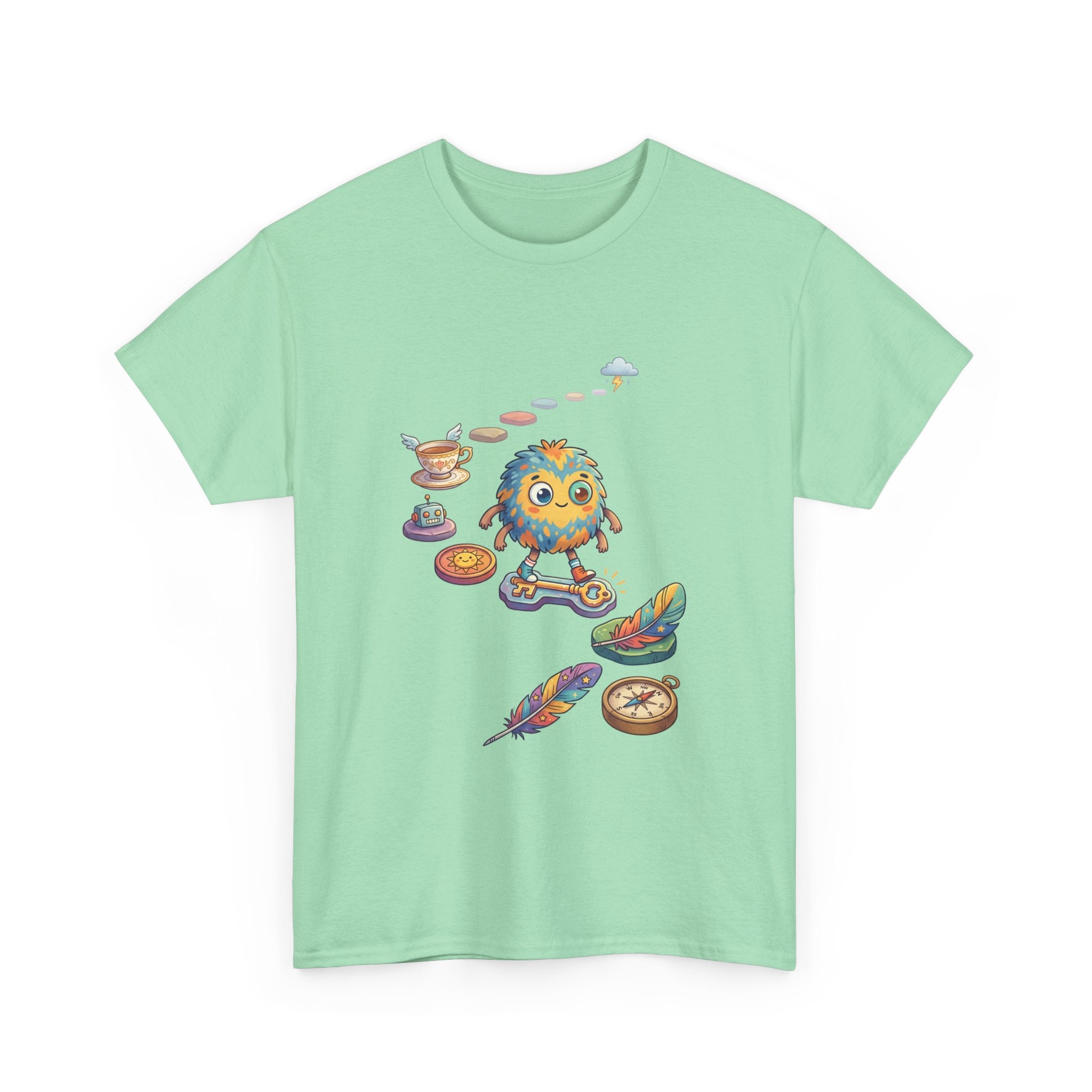 T-Shirt — Whimsical Cosmic Creature with Ritual Objects Graphic Tee
