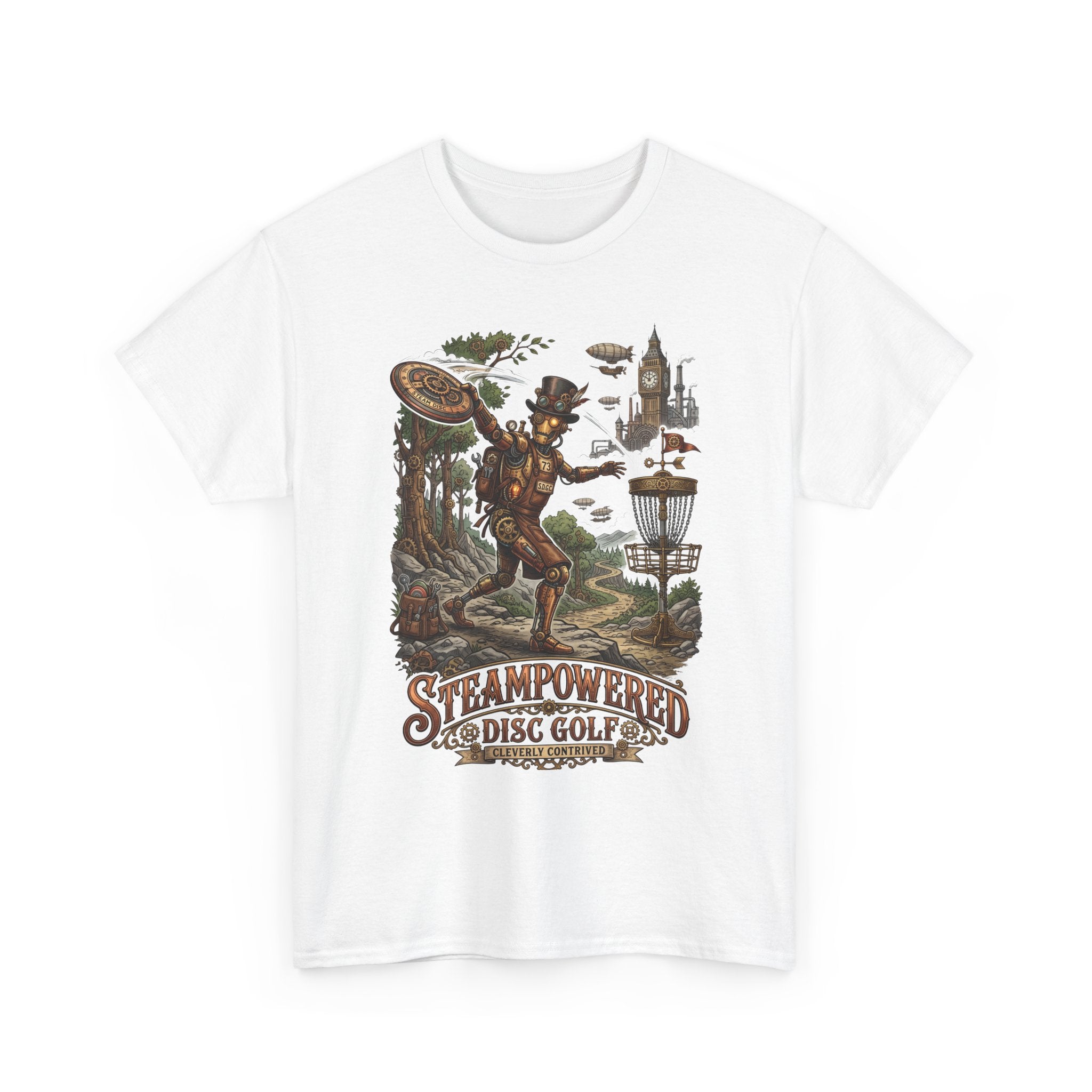 Steampunk Disc Golf T-Shirt – "Steampowered Disc Golf" Vintage Style