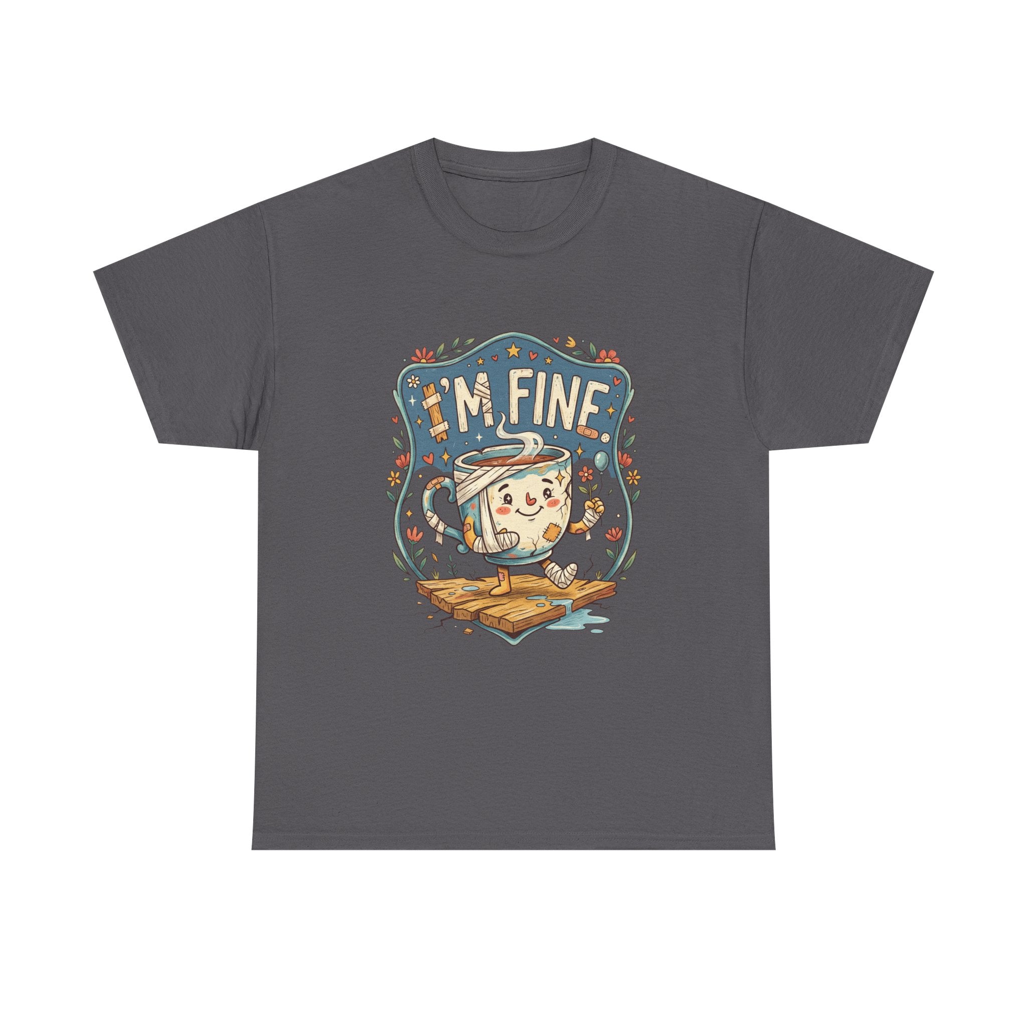 T-Shirt - 'I'm Fine' Cute Kettle Graphic Tee, Cozy Tea Lover Gift