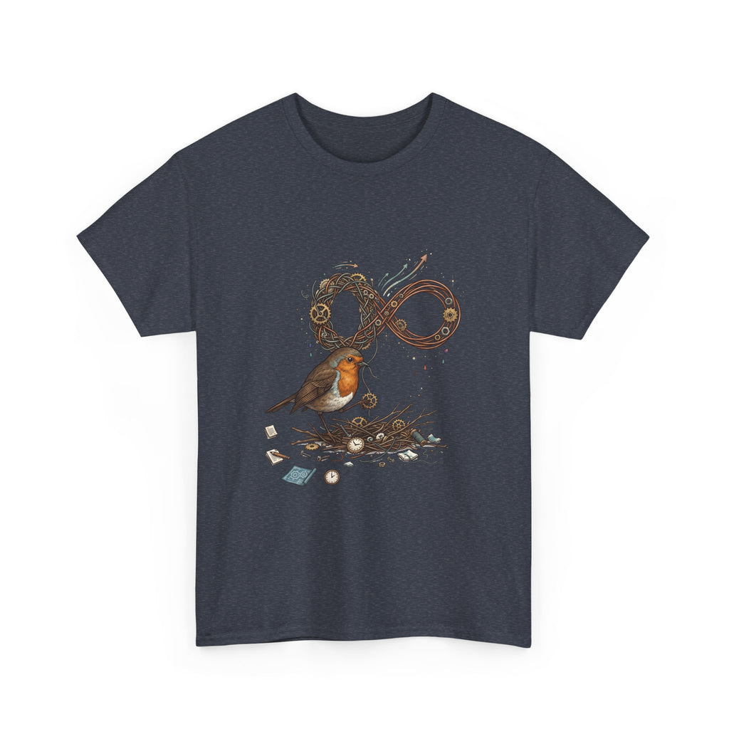 Robin & Infinity Symbol Tee — Nature-Inspired Bird Nest Graphic Shirt idk