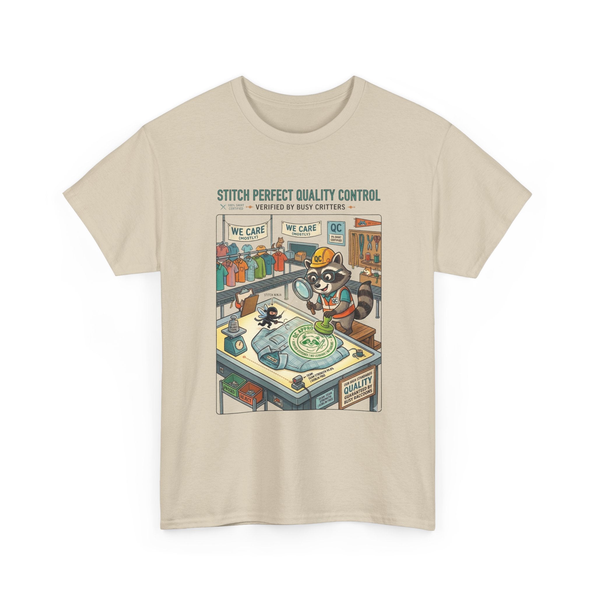 Quality Control Sewing Shirt — "Stitch Perfect" Tailor Cartoon Tee
