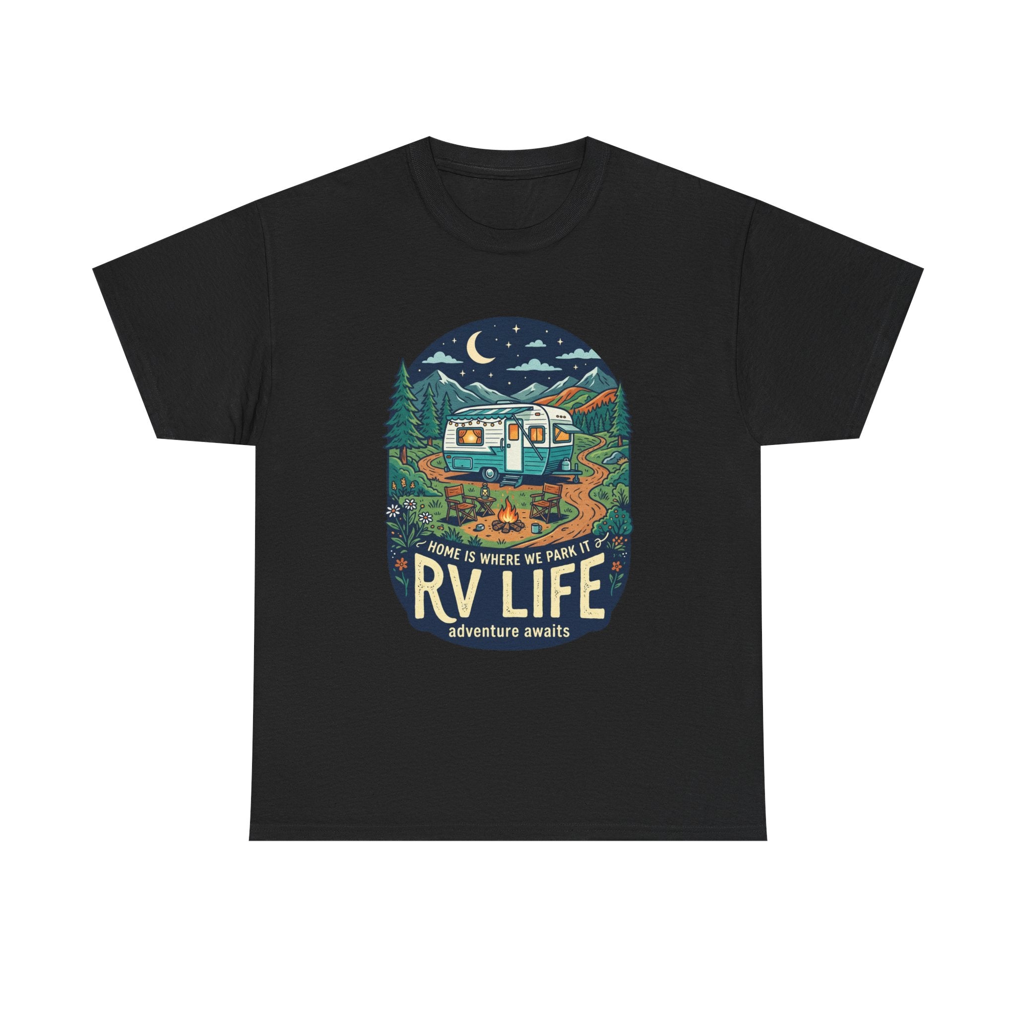 RV Life T-Shirt — Retro Camper Graphic Tee (“Home Is Where We Park It”)