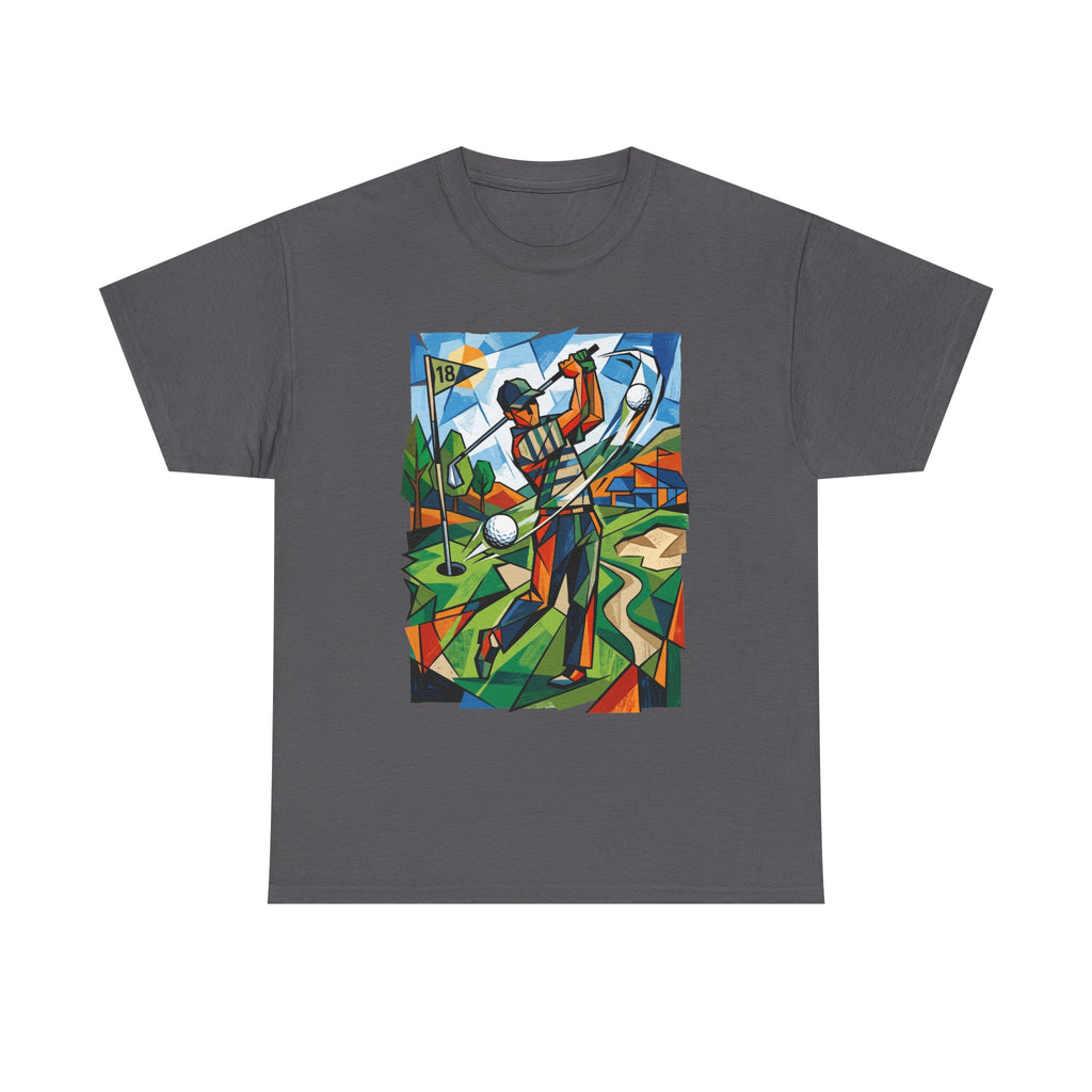 Golf Swing Art T-Shirt — Colorful Cubist Golfer Graphic Tee