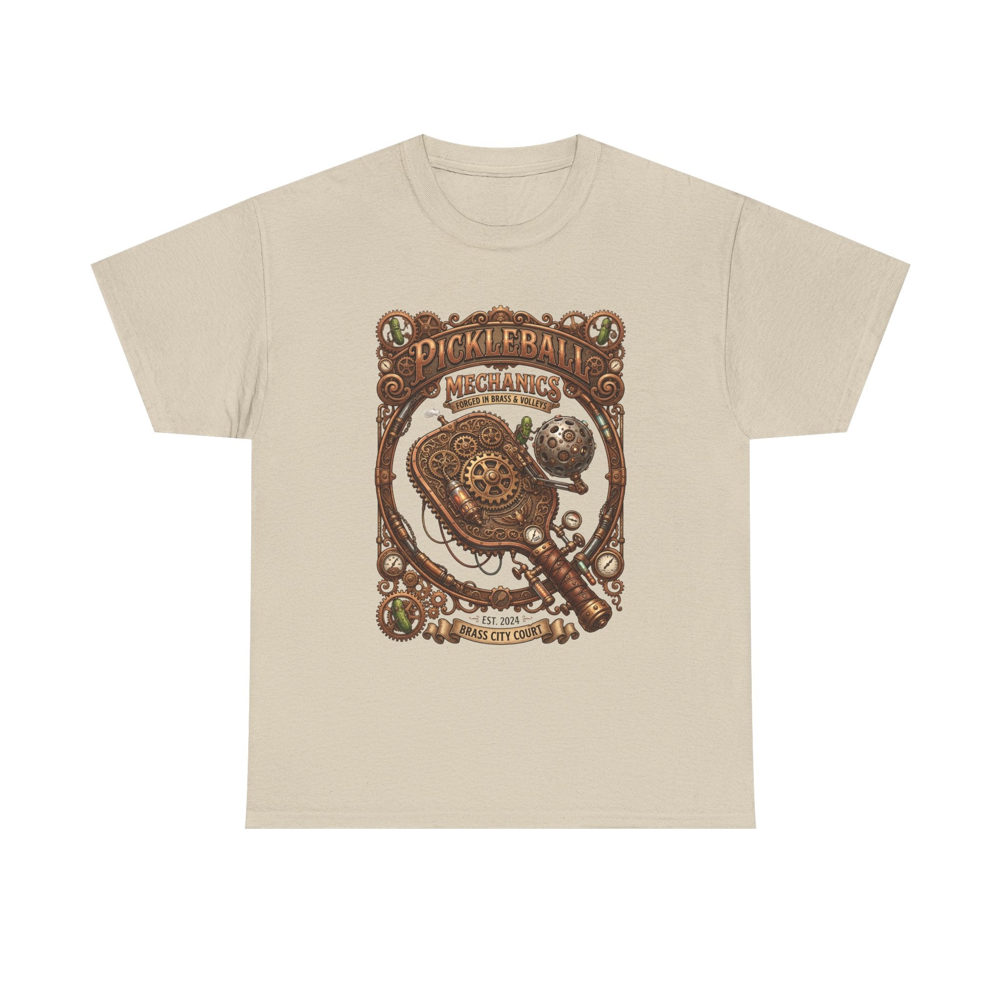 Pickleball Mechanics T-Shirt — Vintage Steampunk Paddle Design