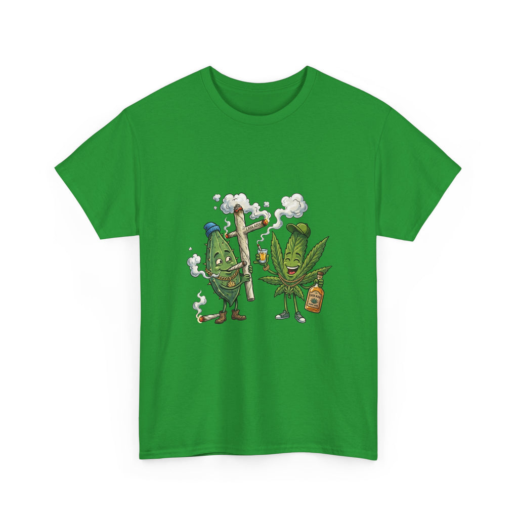 1 Tequila & Cannabis Buds Cartoon Tee — Funny Smoking Weed Plant Graphic T-Shirt
