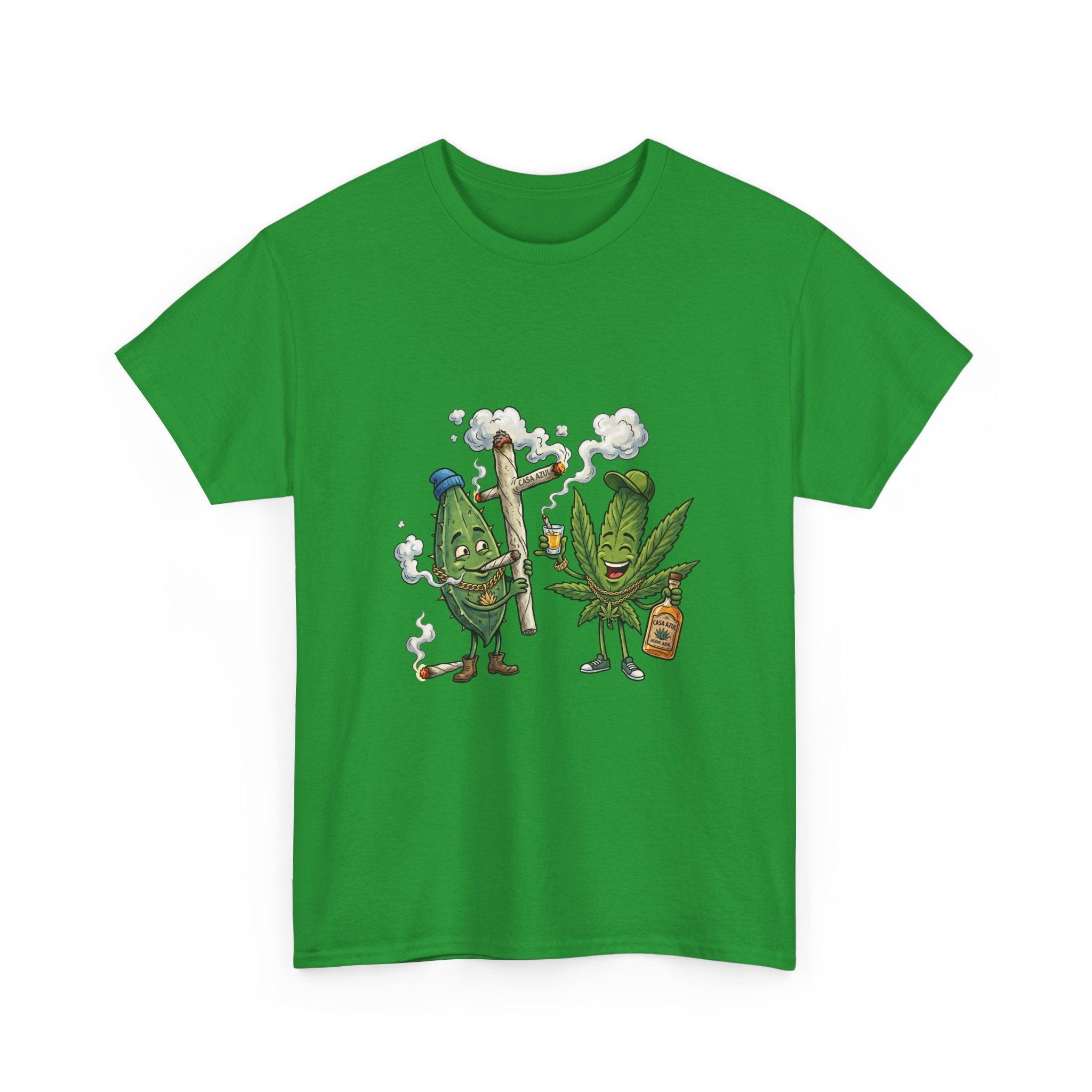 1 Tequila & Cannabis Buds Cartoon Tee — Funny Smoking Weed Plant Graphic T-Shirt