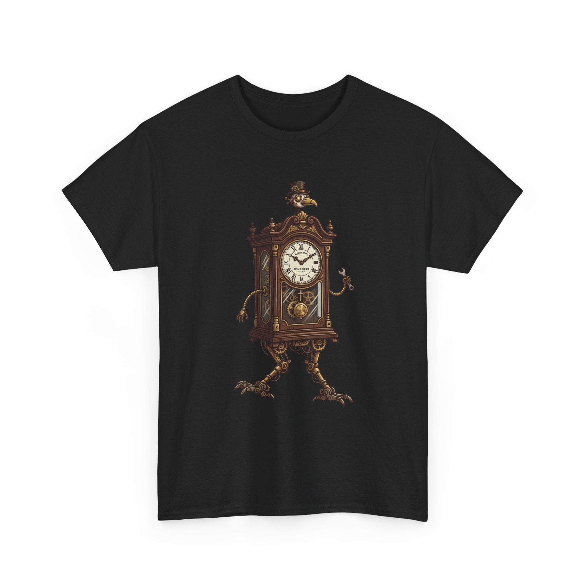 Clockwork Grandfather Tee — Vintage Walking Clock Graphic T-Shirt
