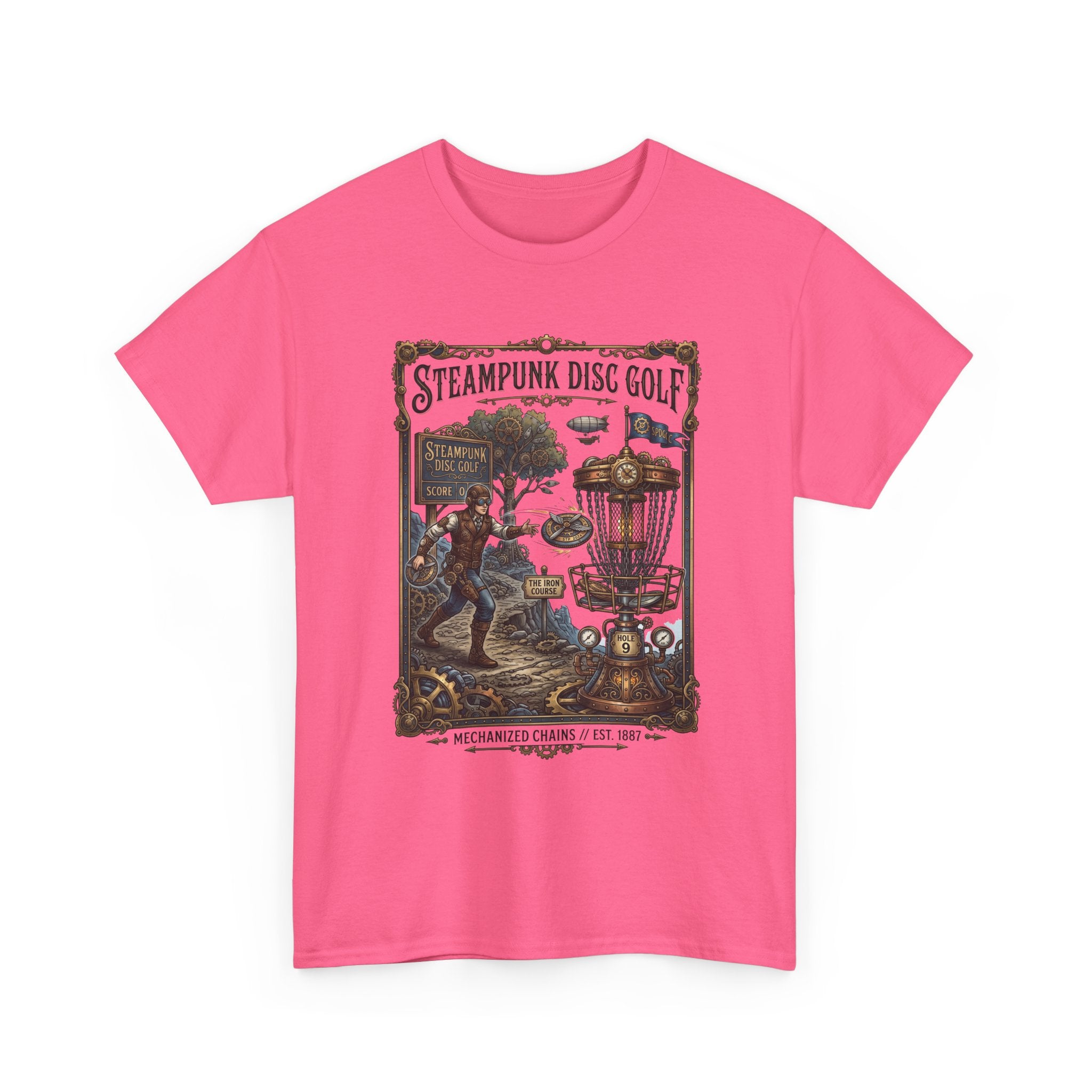 Steampunk Disc Golf T-Shirt — Vintage Victorian Disc Golf Poster Tee