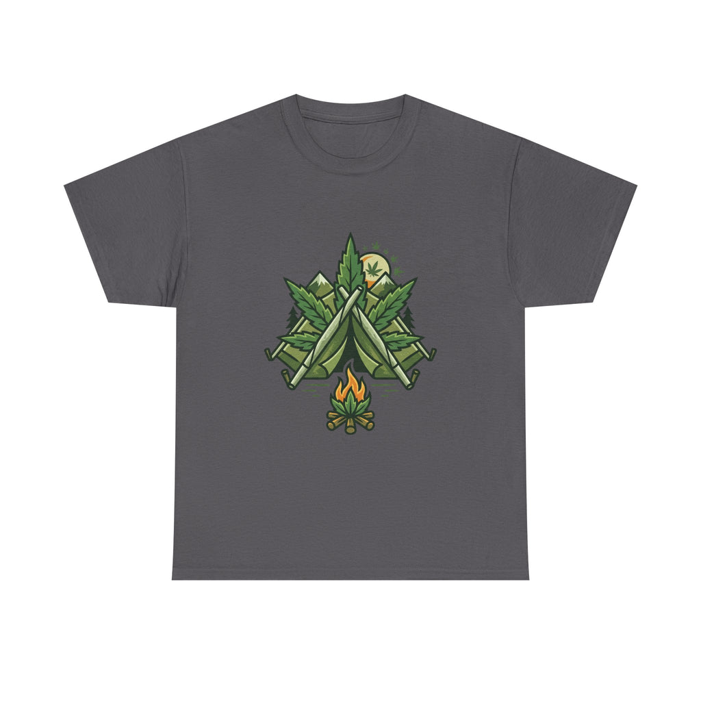 Camping Tent & Campfire T-Shirt — Outdoor Adventure Nature Tee
