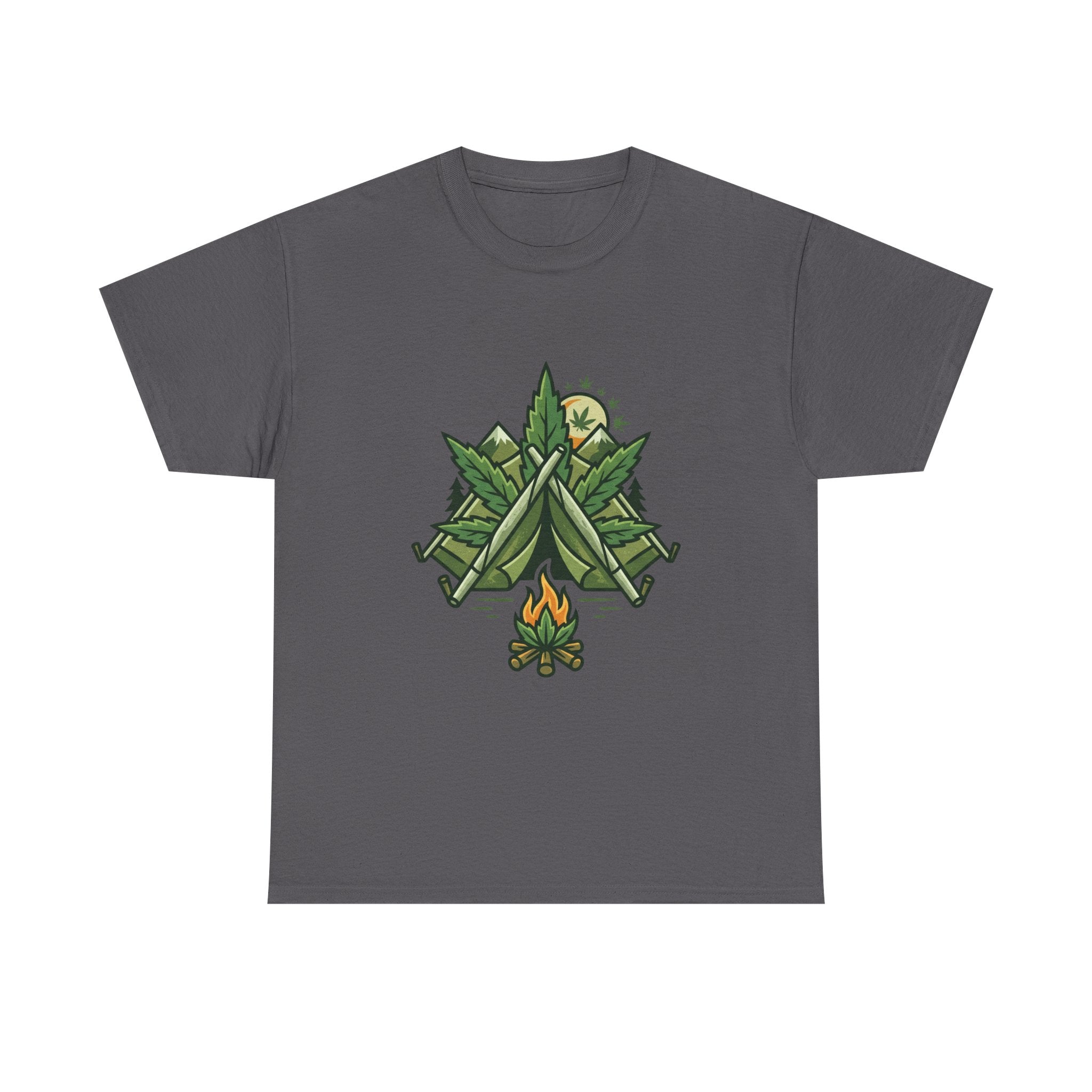 Camping Tent & Campfire T-Shirt — Outdoor Adventure Nature Tee