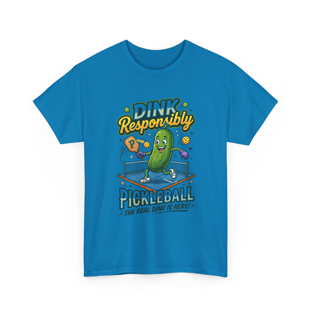 Pickleball T-Shirt — "Dink Responsibly" Funny Pickle Cartoon Tee