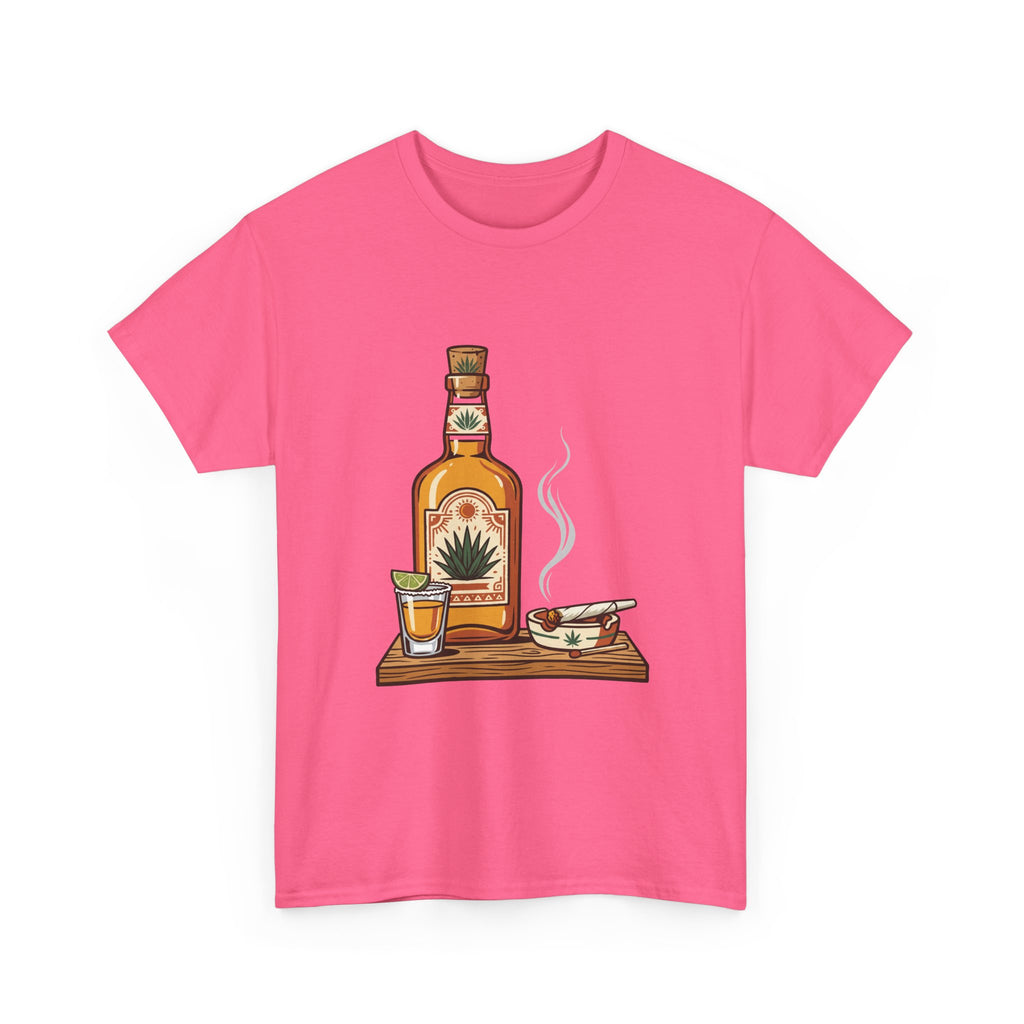 Tequila & A joint Tee — Bottle, Shot Glass & joint Graphic Shirt