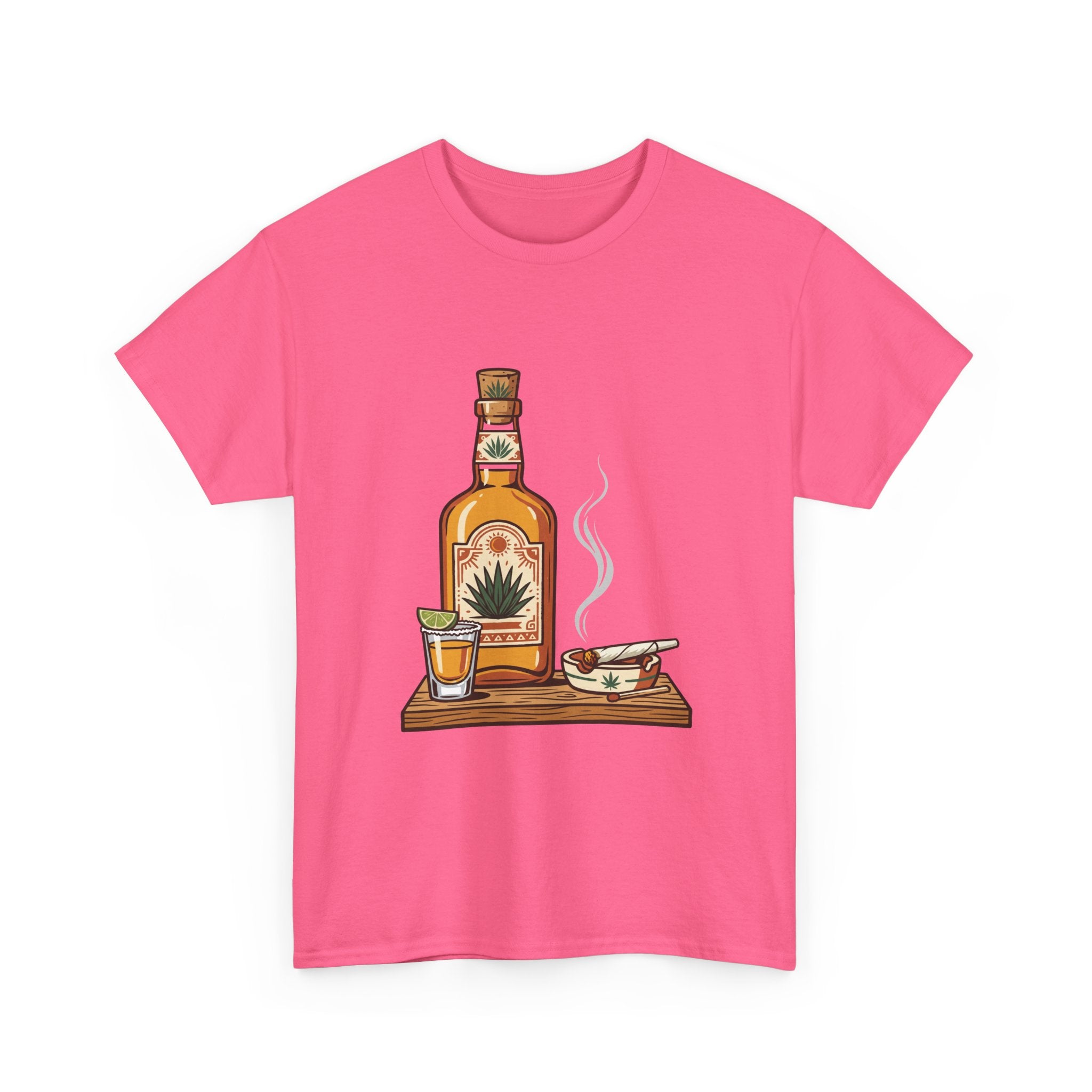 Tequila & A joint Tee — Bottle, Shot Glass & joint Graphic Shirt