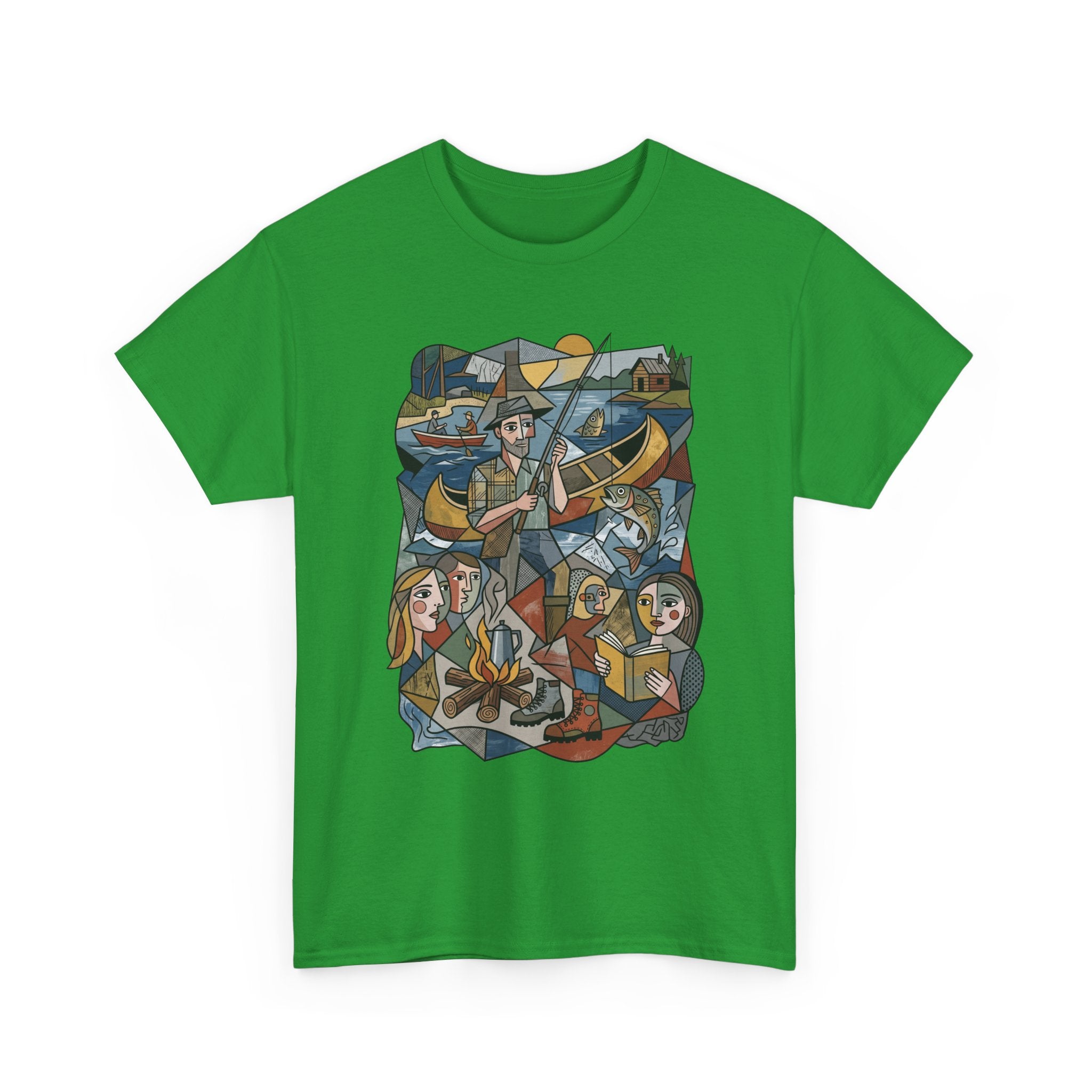 T-Shirt — Nautical Folk Art Crew: Illustrated Sailing, Fishing & Harbor Scene