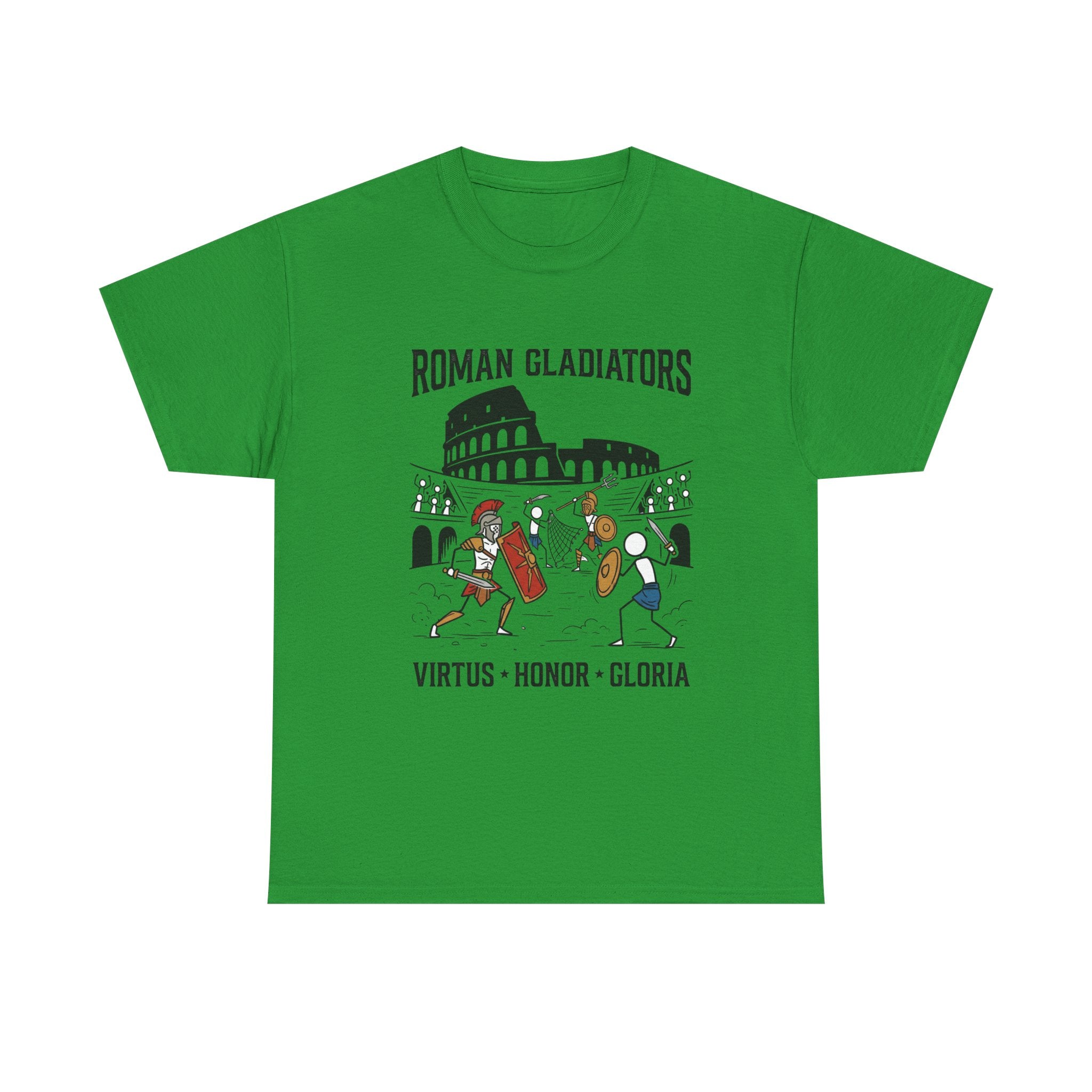Roman Gladiators T-Shirt — Colosseum Design with "Virtus • Honor • Gloria"