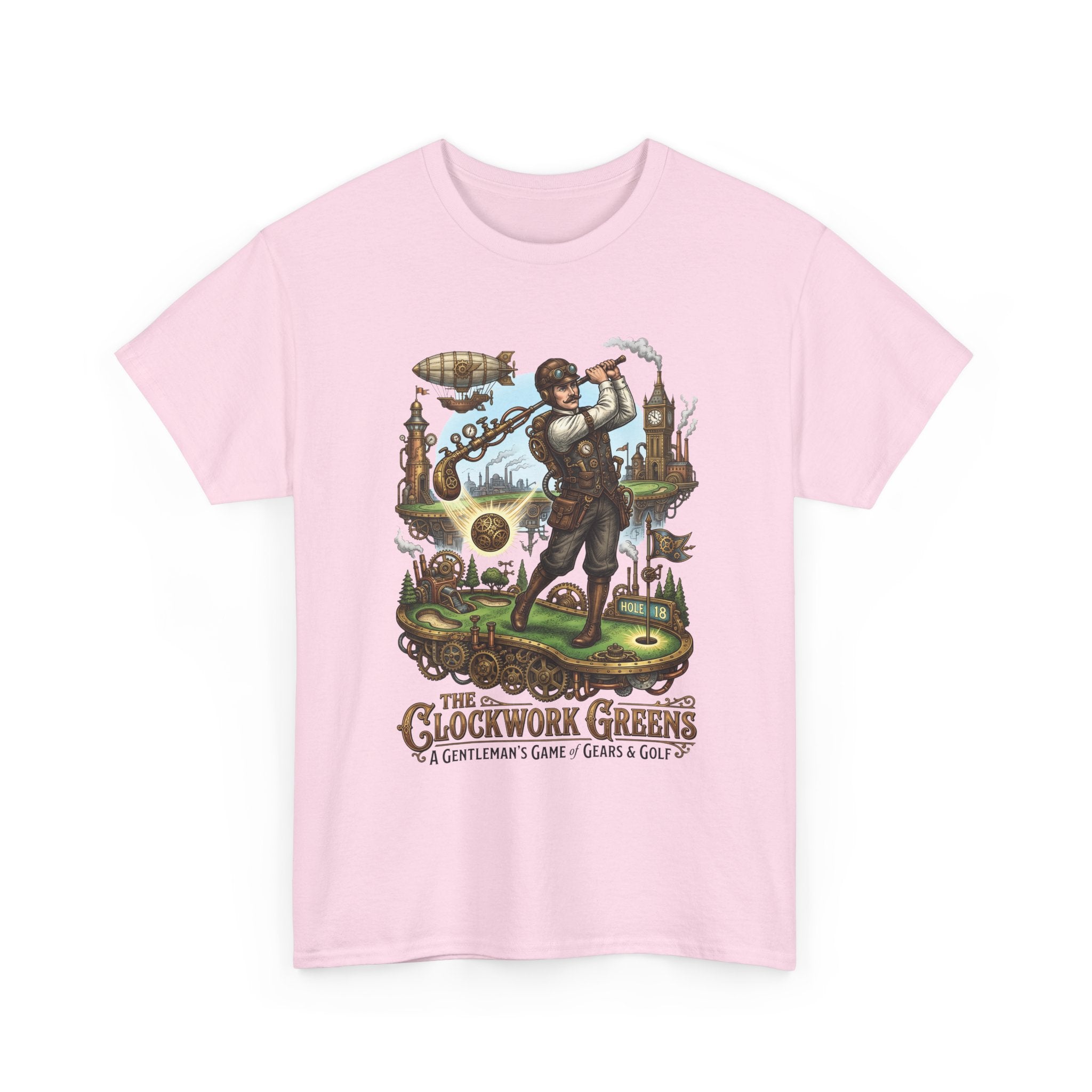 Golf Steampunk T-Shirt — "The Clockwork Greens" Vintage Golfing Design