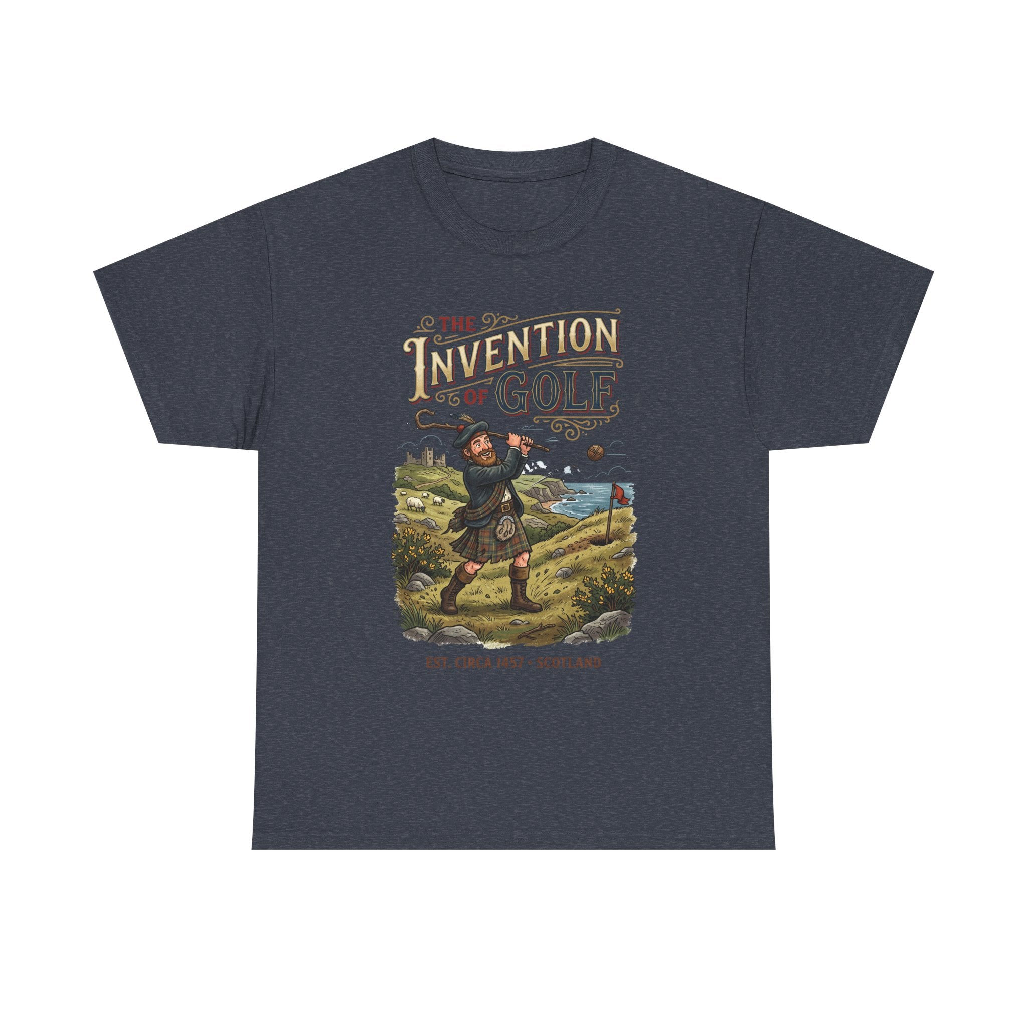 Golf T-Shirt — "The Invention of Golf" Vintage Scotland Design