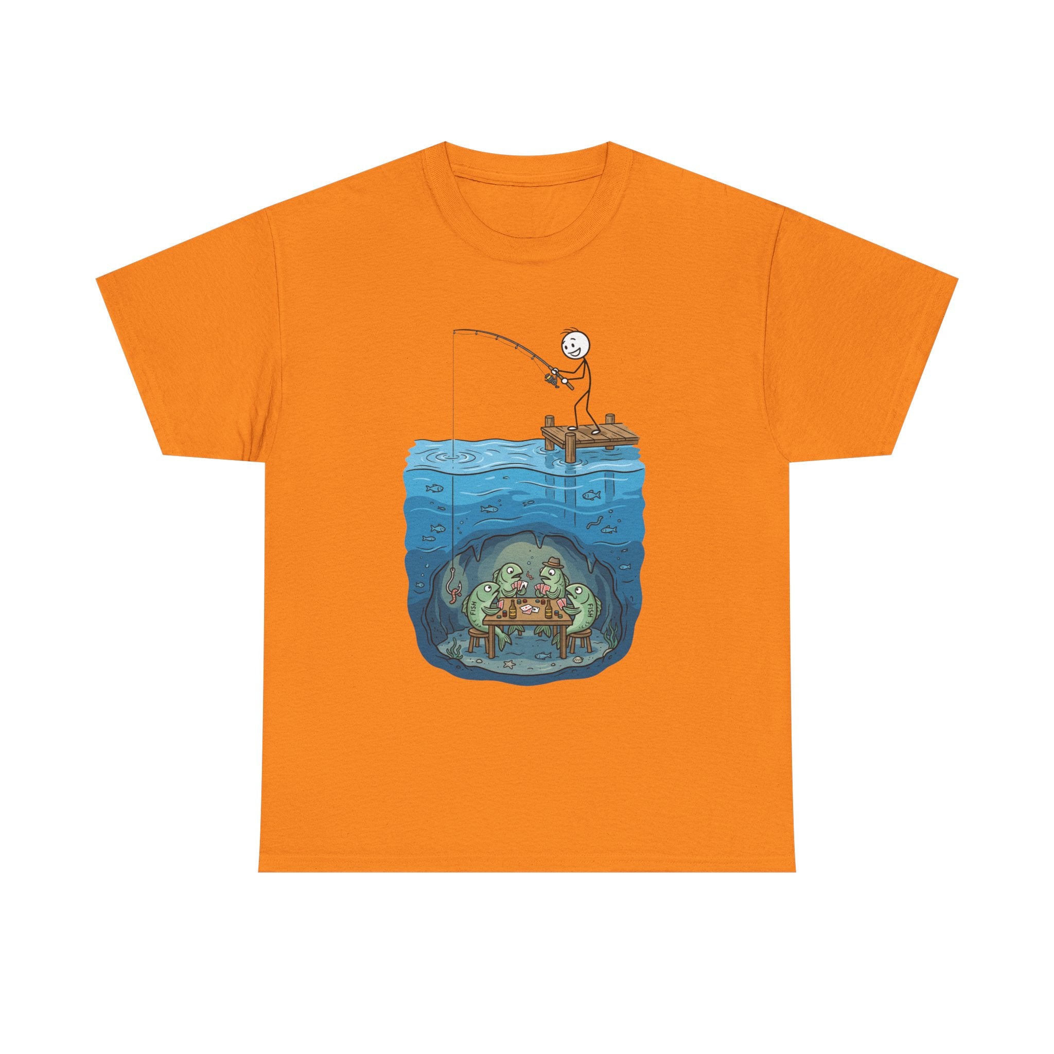 Fishing Tee — Underwater Surprise Cartoon T-Shirt (Fisherman & Sea Creatures)