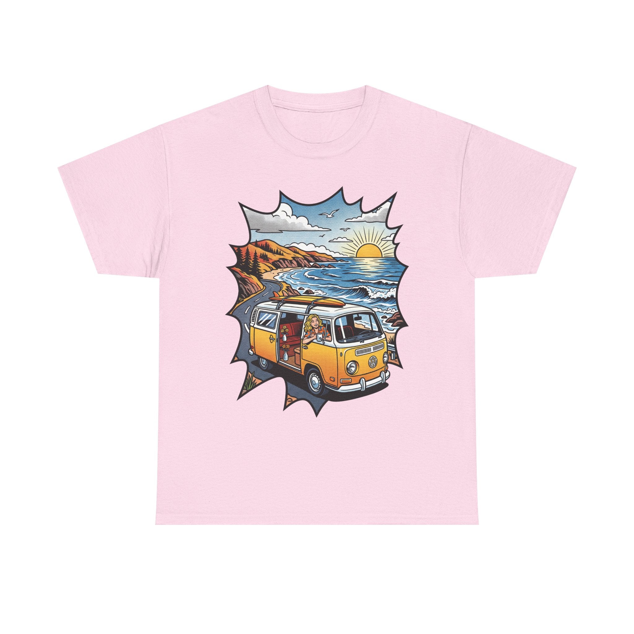 Road Trip Van T-Shirt — Vintage Camper Beach Sunset Tee