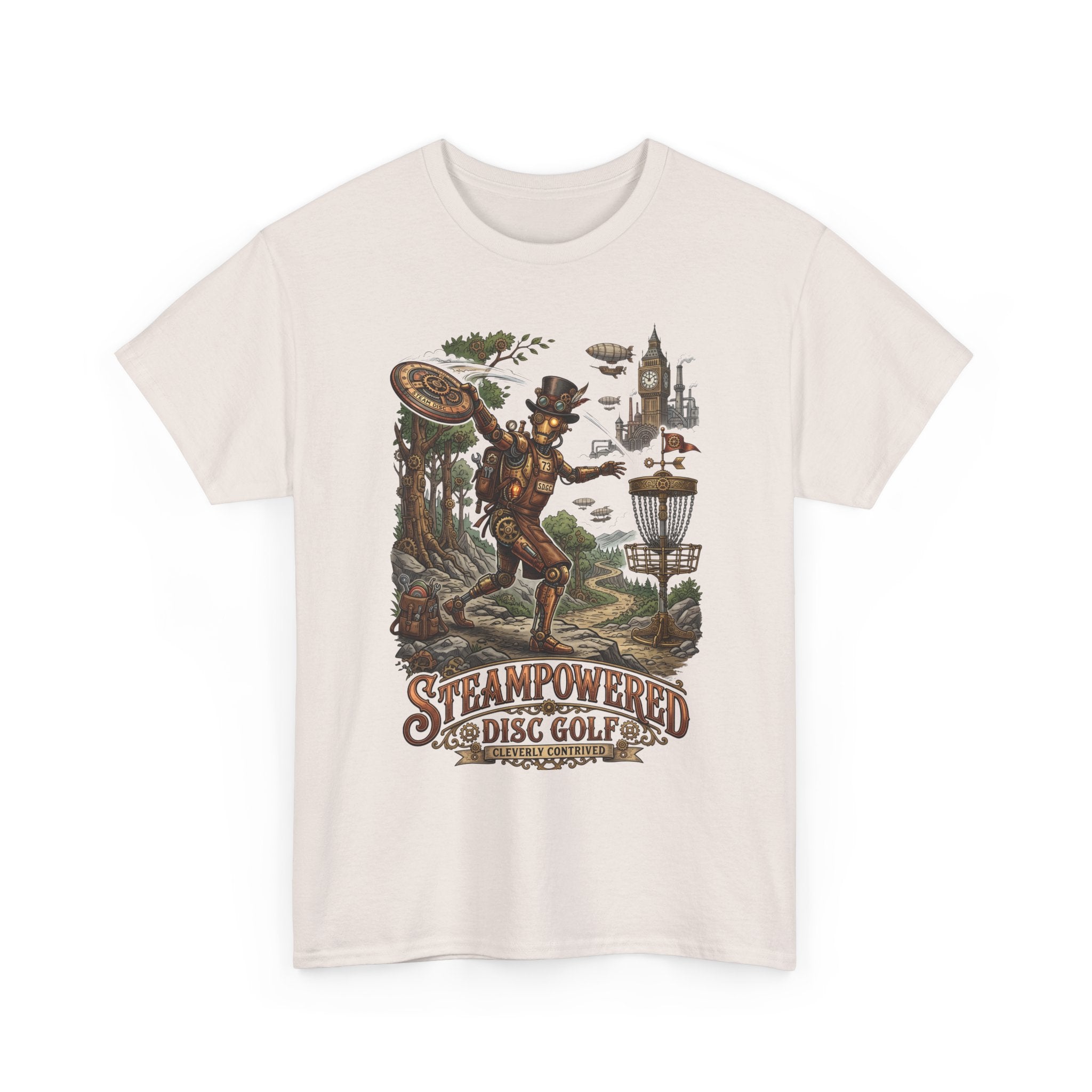 Steampunk Disc Golf T-Shirt – "Steampowered Disc Golf" Vintage Style