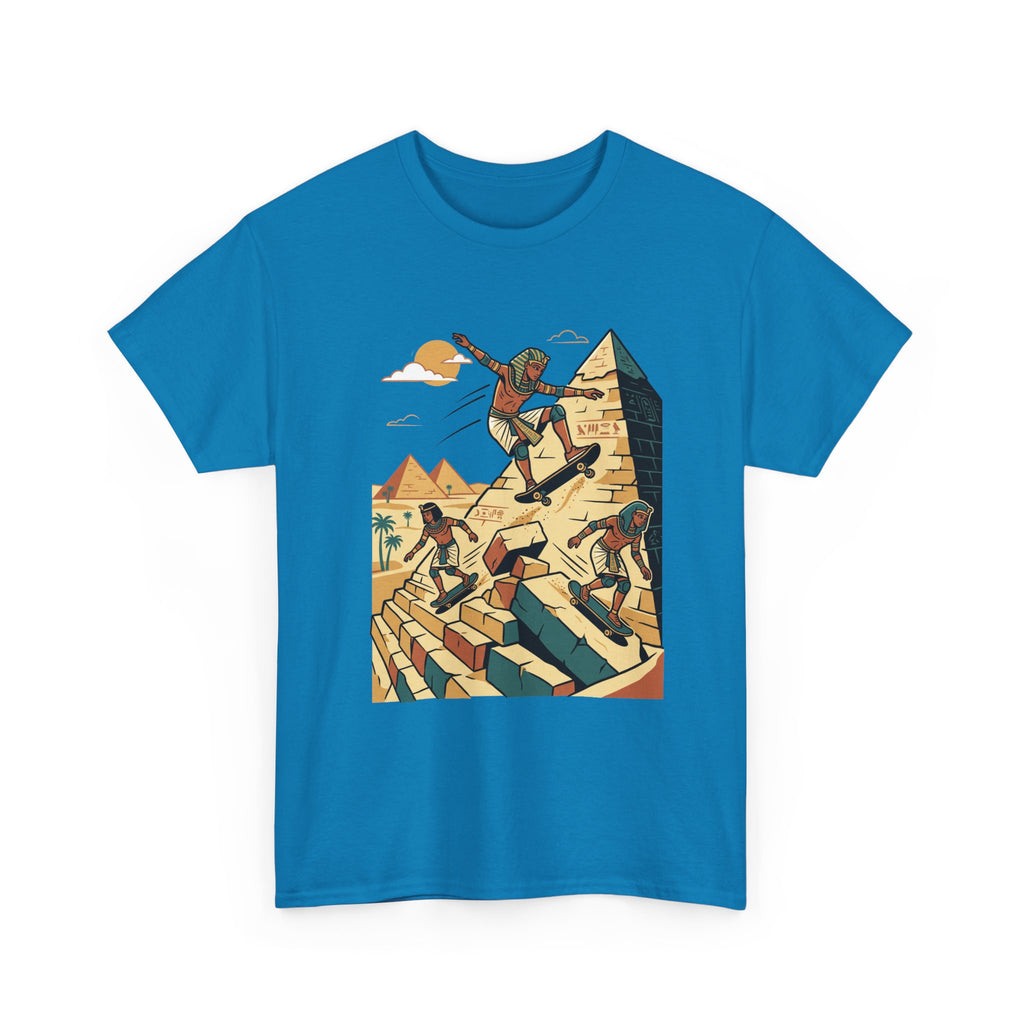 Egyptian Pyramid Skateboard T‑Shirt — Retro Skateboarding Pharaohs Graphic Tee