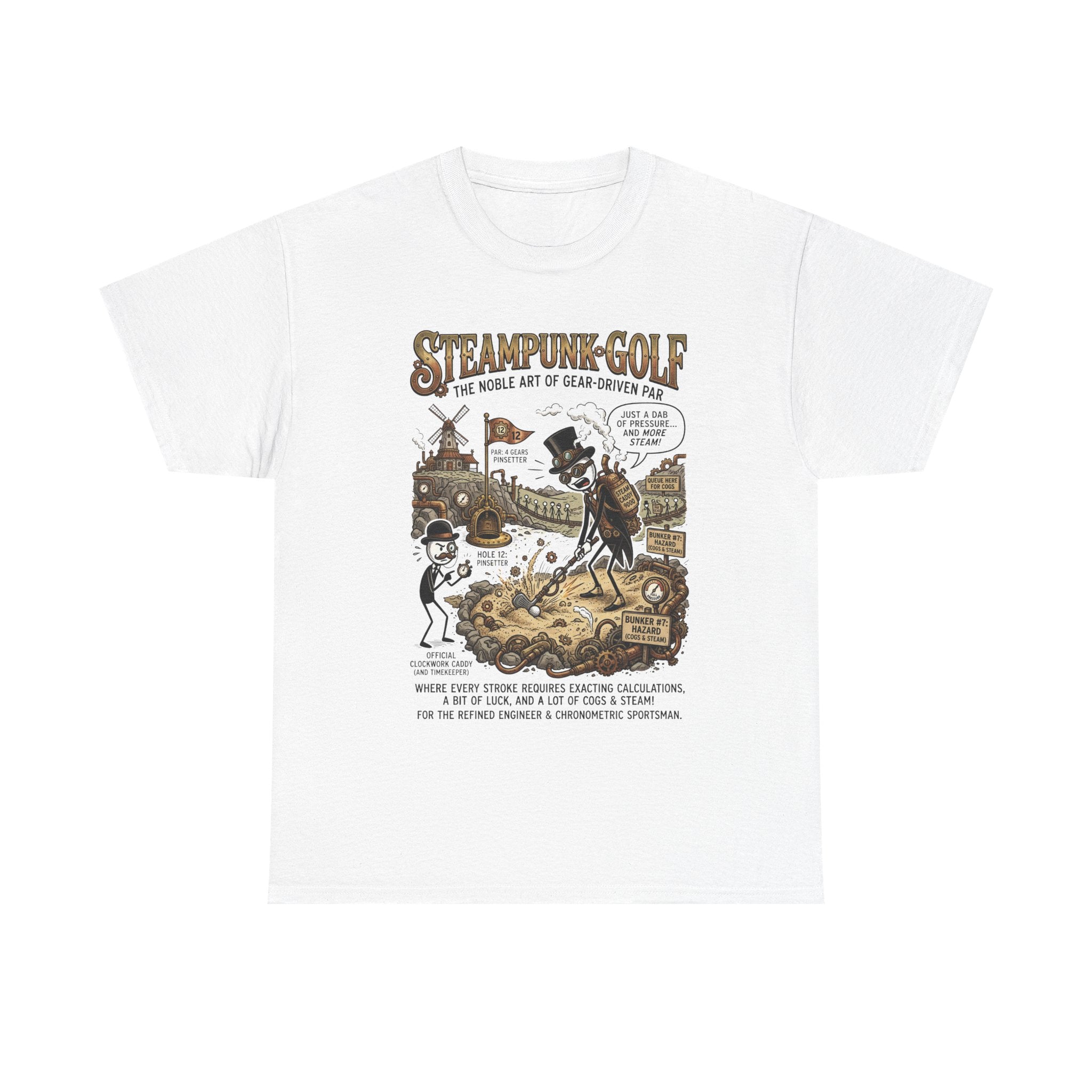Steampunk Golf T-Shirt — Vintage Mechanical Golfers Graphic Tee
