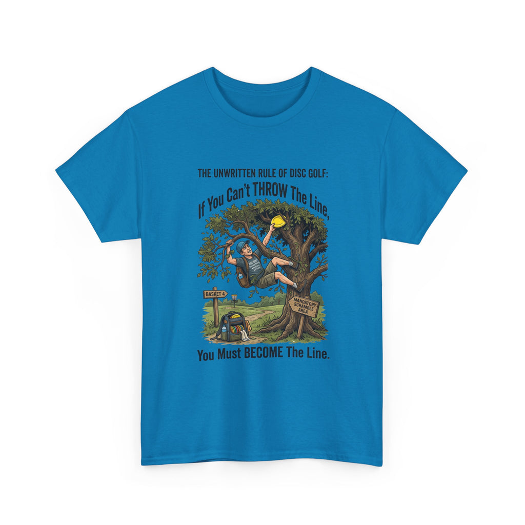 Disc Golf T-Shirt - "If You Can't Throw the Line, You Must Become the Line" Vintage Golf Cartoon Tee