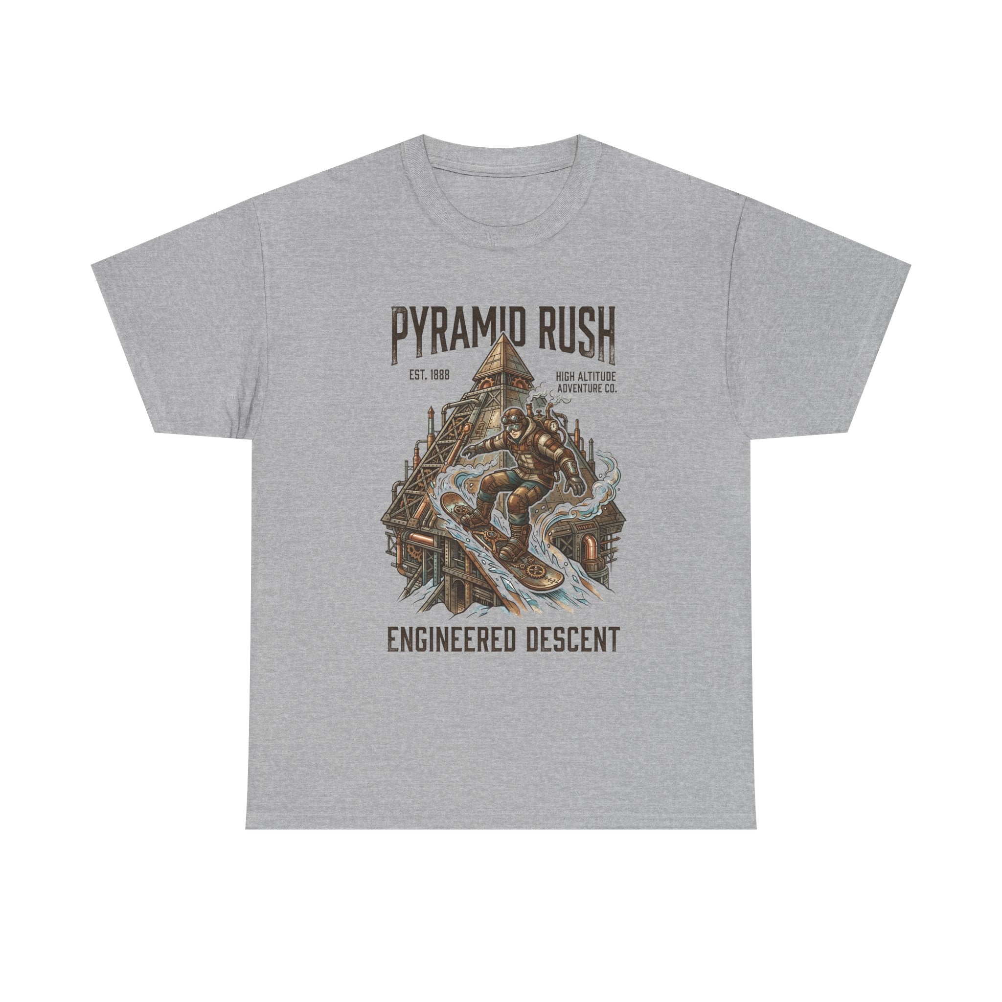 Steampunk Snowboard Pyramid Adventure T-Shirt — Fantasy Explorer Graphic Tee