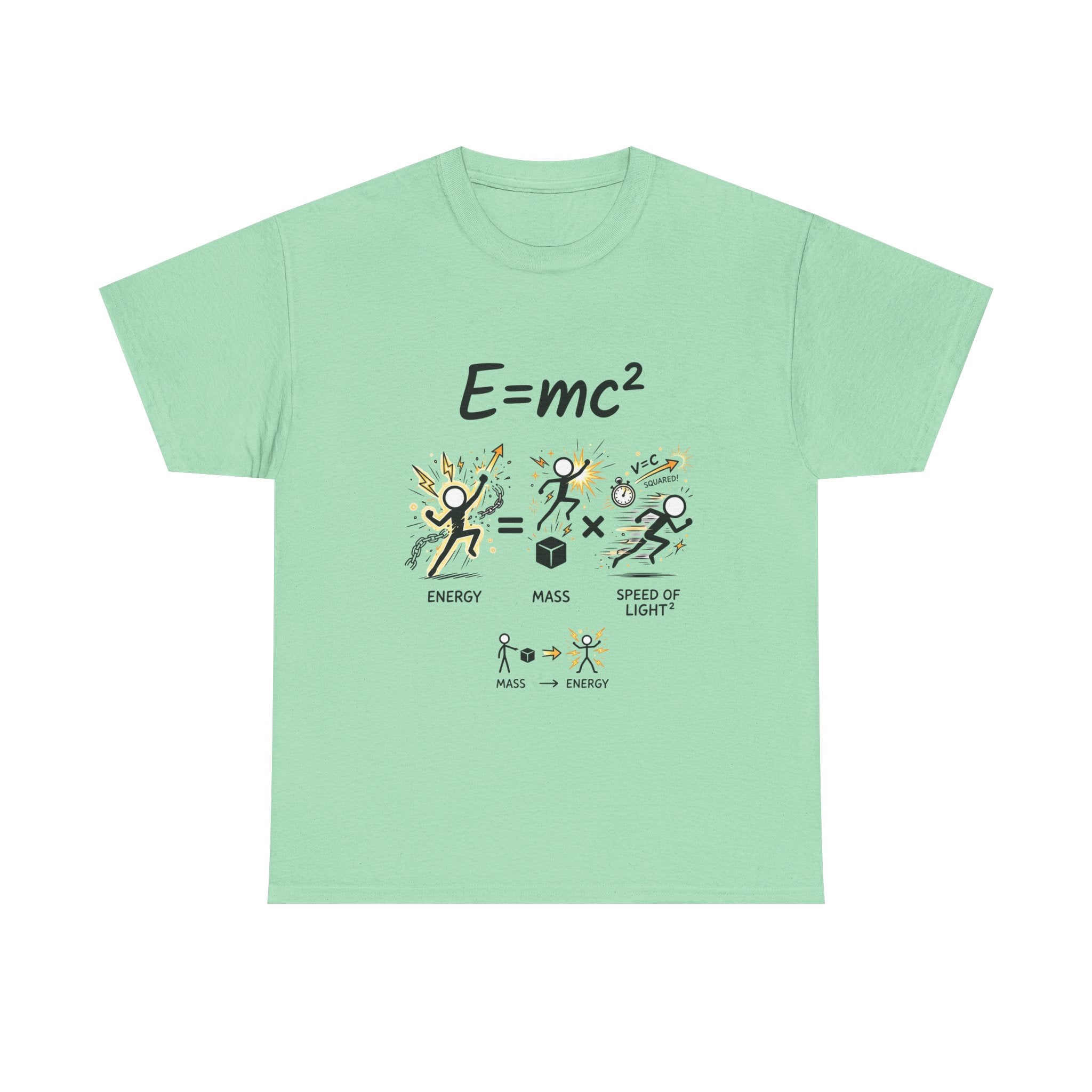 E=mc Illustrated Science T-Shirt — Funny Energy Mass Speed of Light Tee