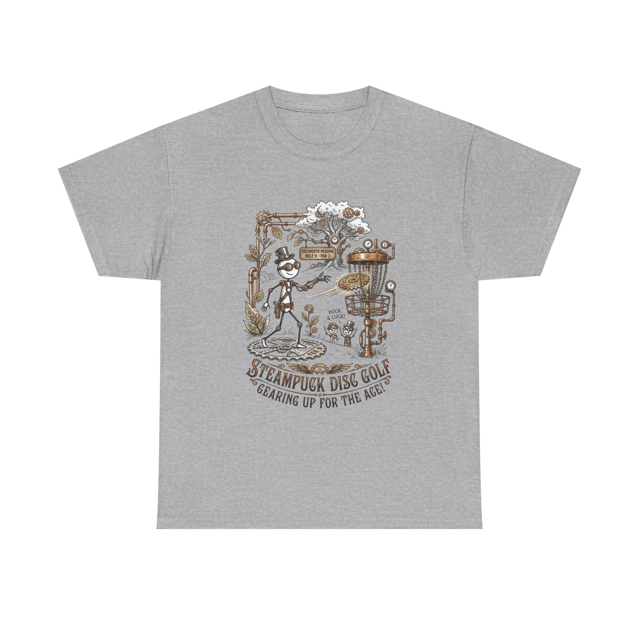 Steampunk Disc Golf T-Shirt — "Gearing Up for the Ace" Vintage Disc Golf Tee