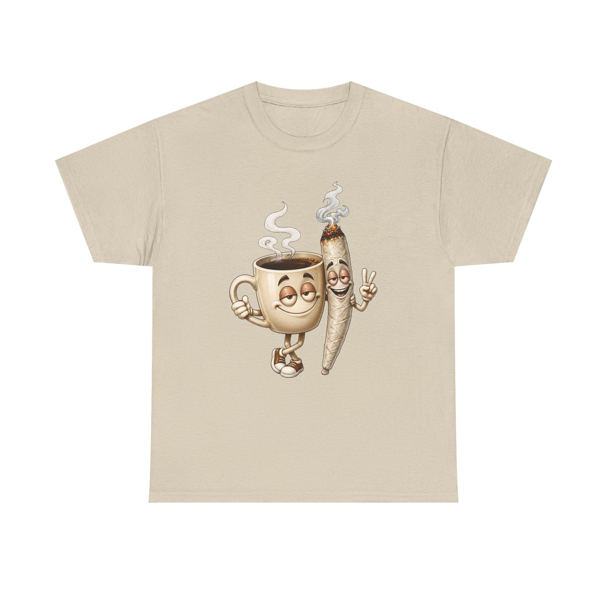 1 Coffee & Joint Funny Tee — Cute Smiling Coffee Cup and Joint Graphic Shirt