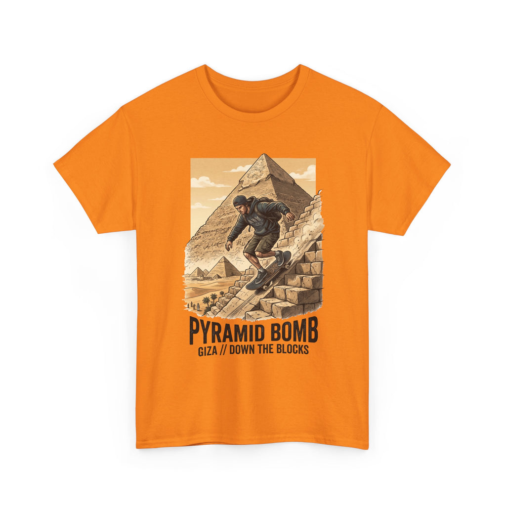 Pyramid Bomb Skateboarding T-Shirt — "Pyramid Bomb: Giza / Down The Blocks" Vintage Skate Tee