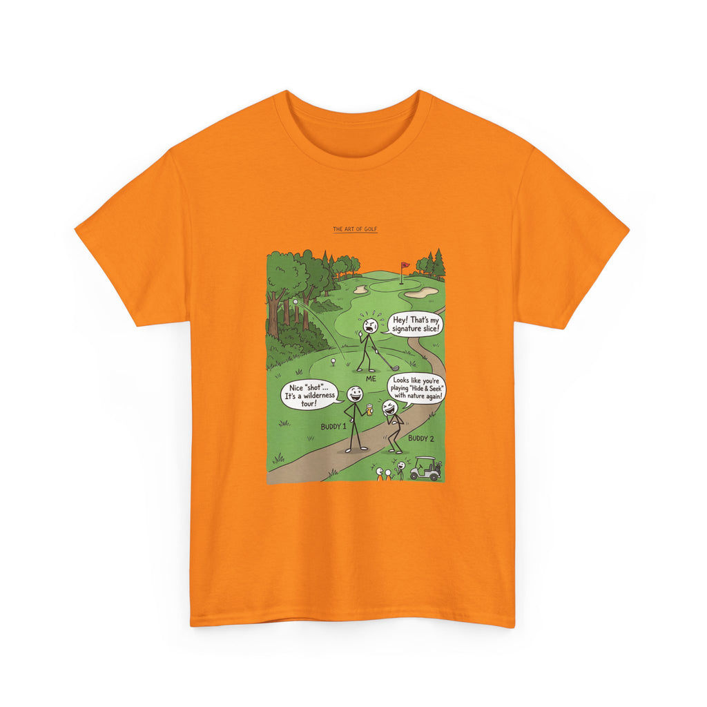 Golf Cartoons Graphic Tee — Funny Golf Humor T-Shirt ("Fore! That's a Mulligan, Dad")
