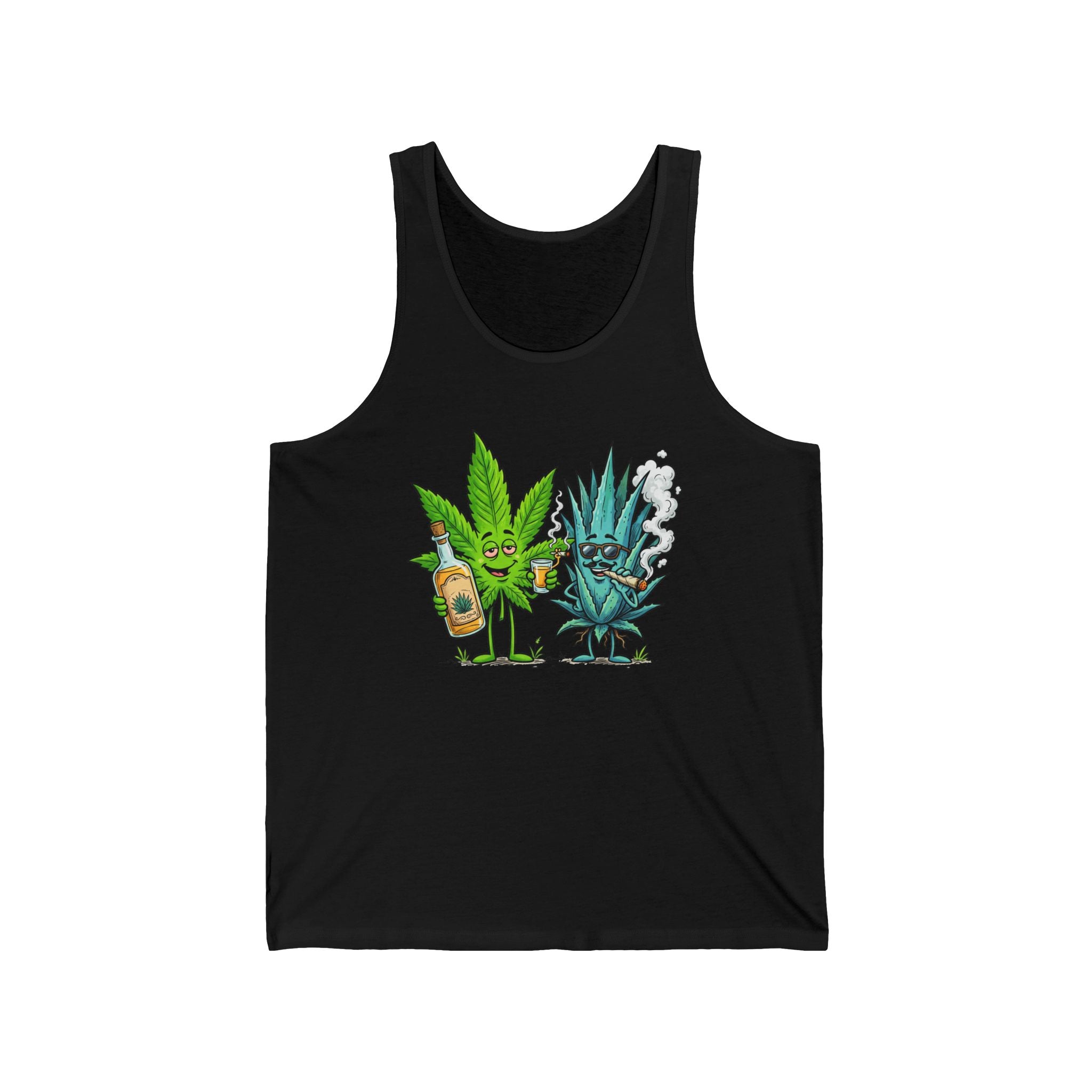Tequila & Cannabis Buds Tank Top — Funny Marijuana/Agave Leaf & Joint Graphic Sleeveless Shirt