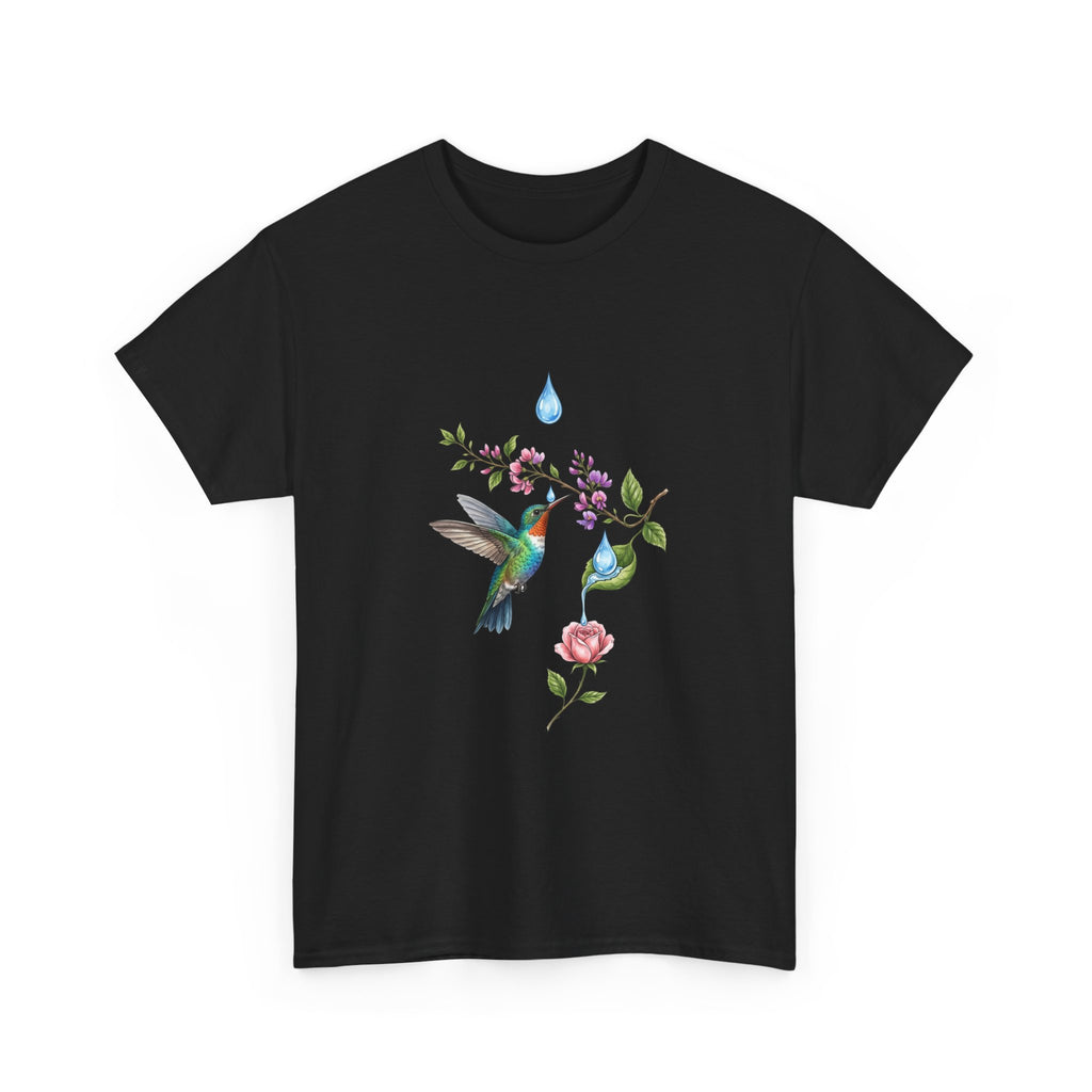 Hummingbird & Floral Tee — Watercolor Garden Shirt
