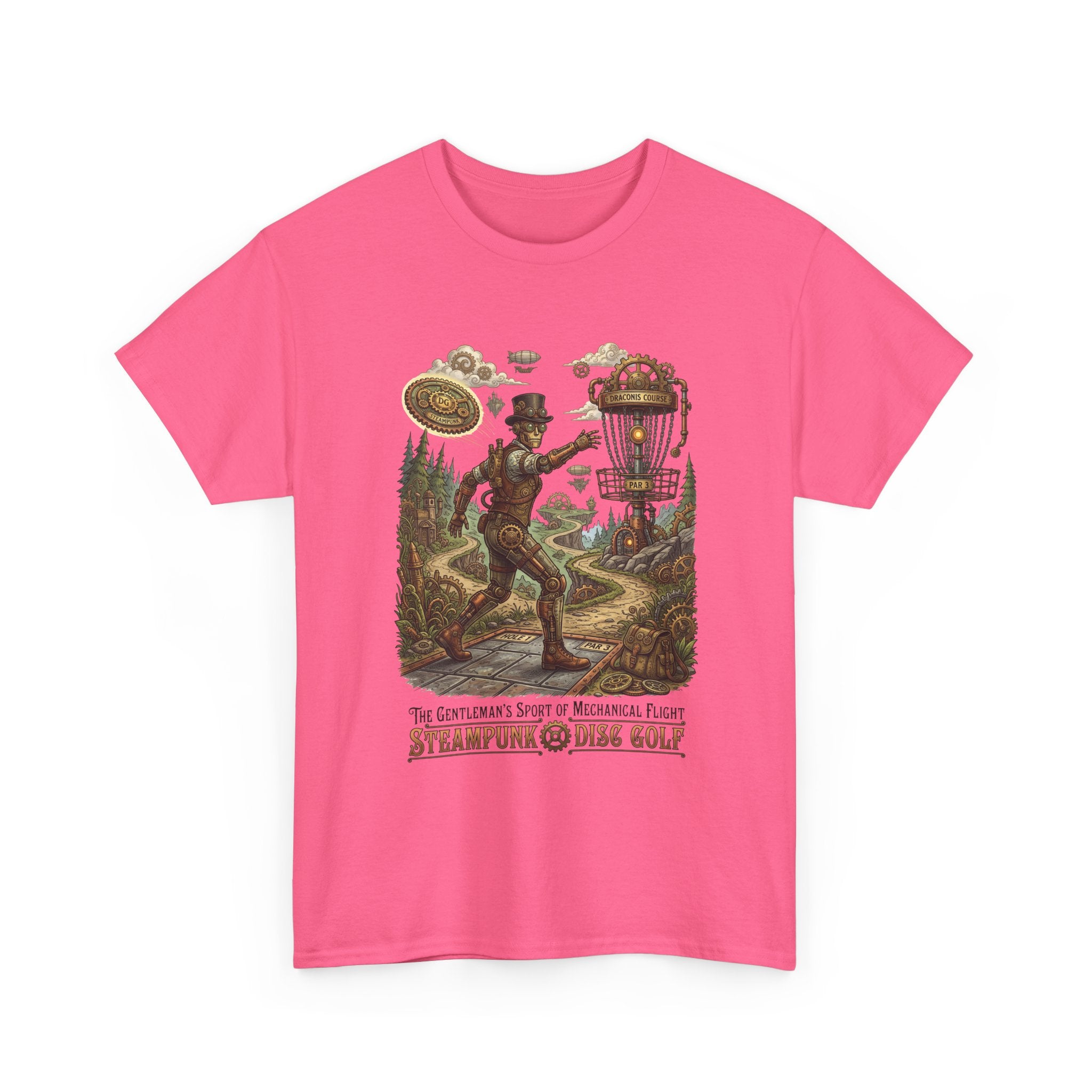 Steampunk Disc Golf T‑Shirt — Vintage Aeronautic Course Graphic Tee