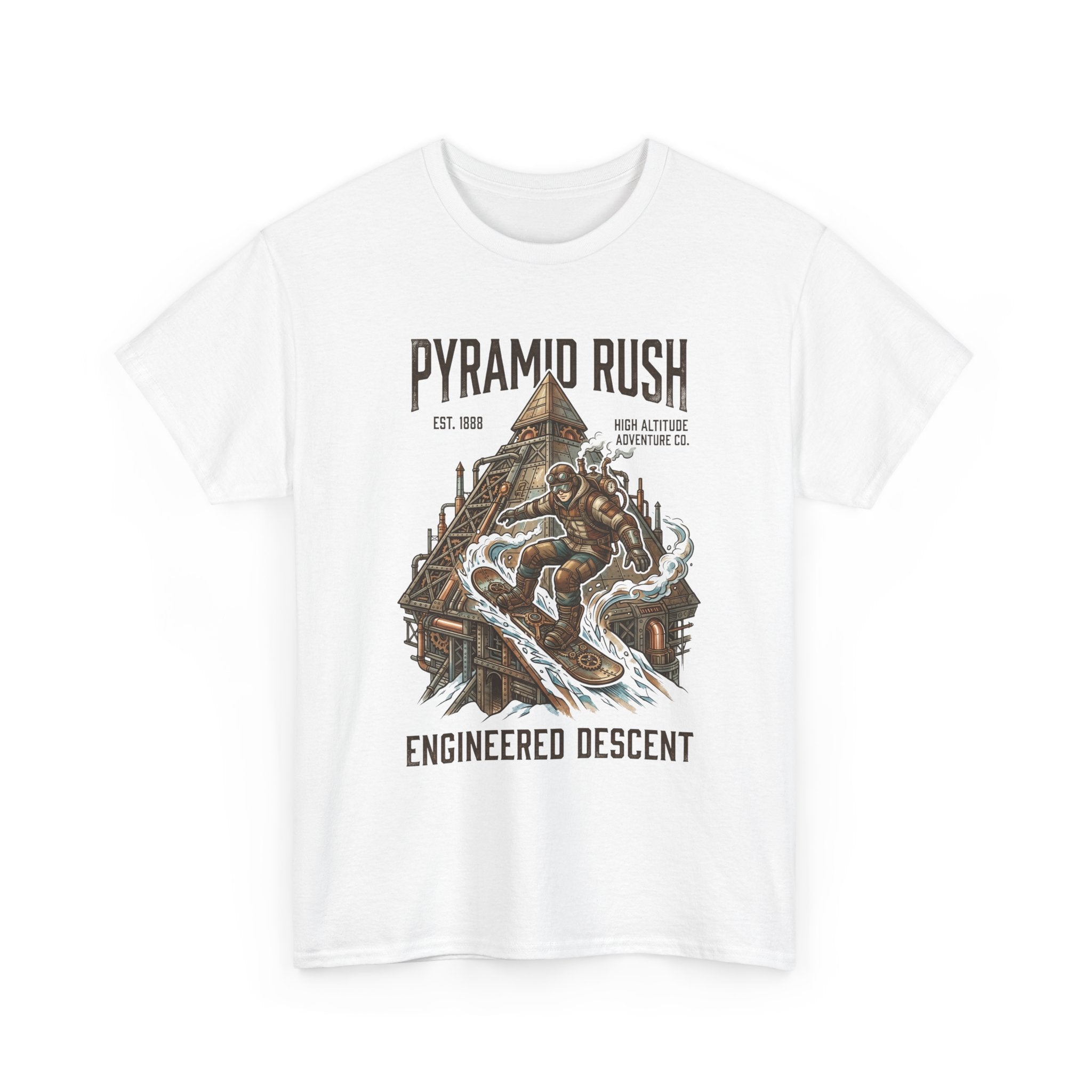 Steampunk Snowboard Pyramid Adventure T-Shirt — Fantasy Explorer Graphic Tee