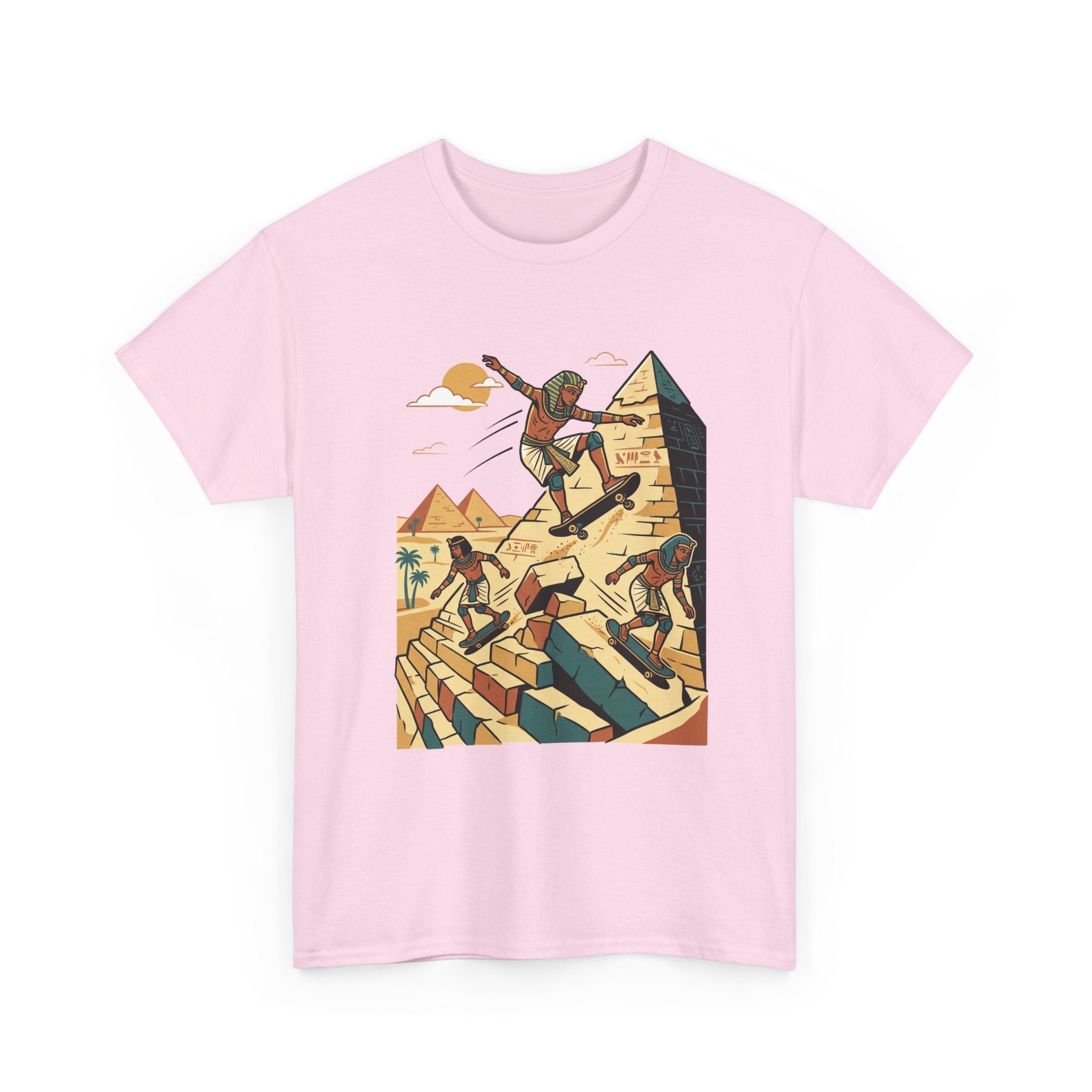 Egyptian Pyramid Skateboard T‑Shirt — Retro Skateboarding Pharaohs Graphic Tee
