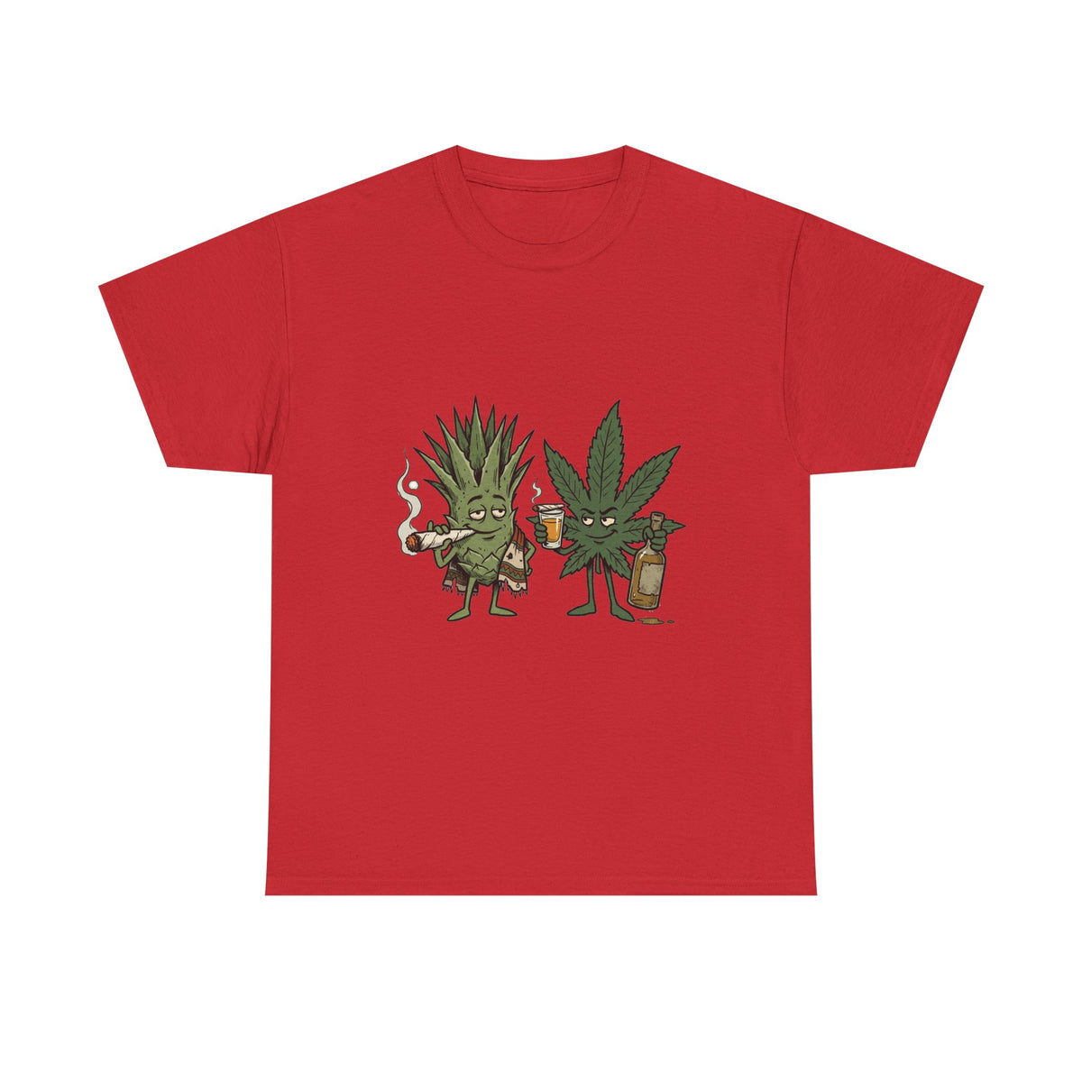 A Marijuana Leaf and Agave Friends T-Shirt – Funny Cannabis Leaf & Tequila Smoking Tee