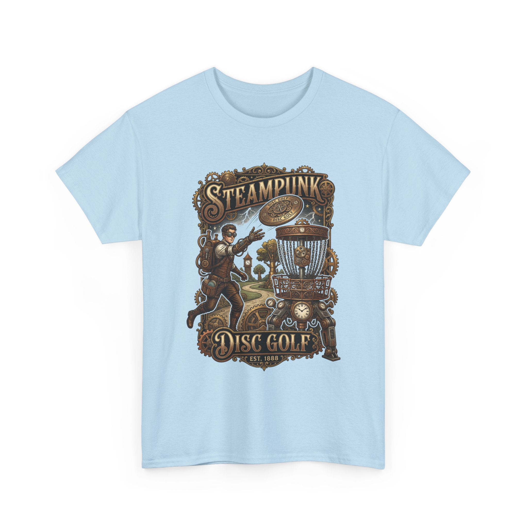 Steampunk Disc Golf T‑Shirt – Vintage Industrial Disc Golf Tee