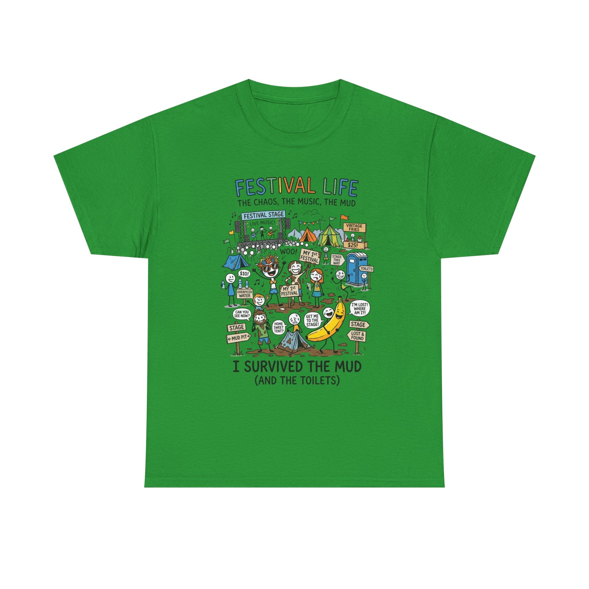 Festival Life T-Shirt — "I Survived the Mud (and the Toilets)" Graphic Tee