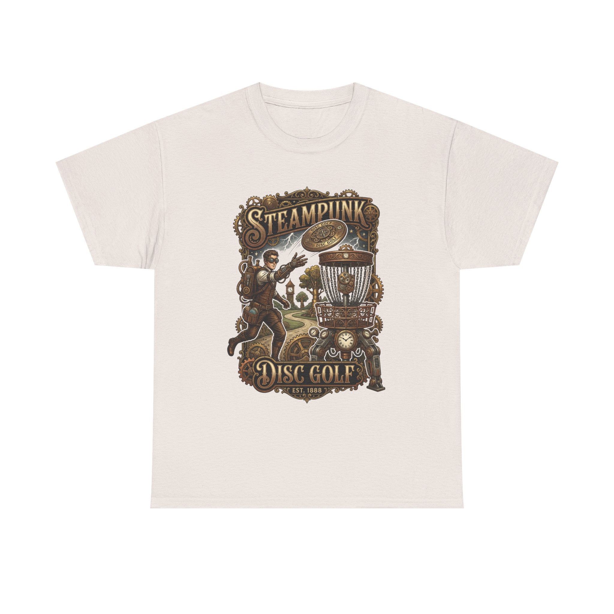 Steampunk Disc Golf T‑Shirt – Vintage Industrial Disc Golf Tee