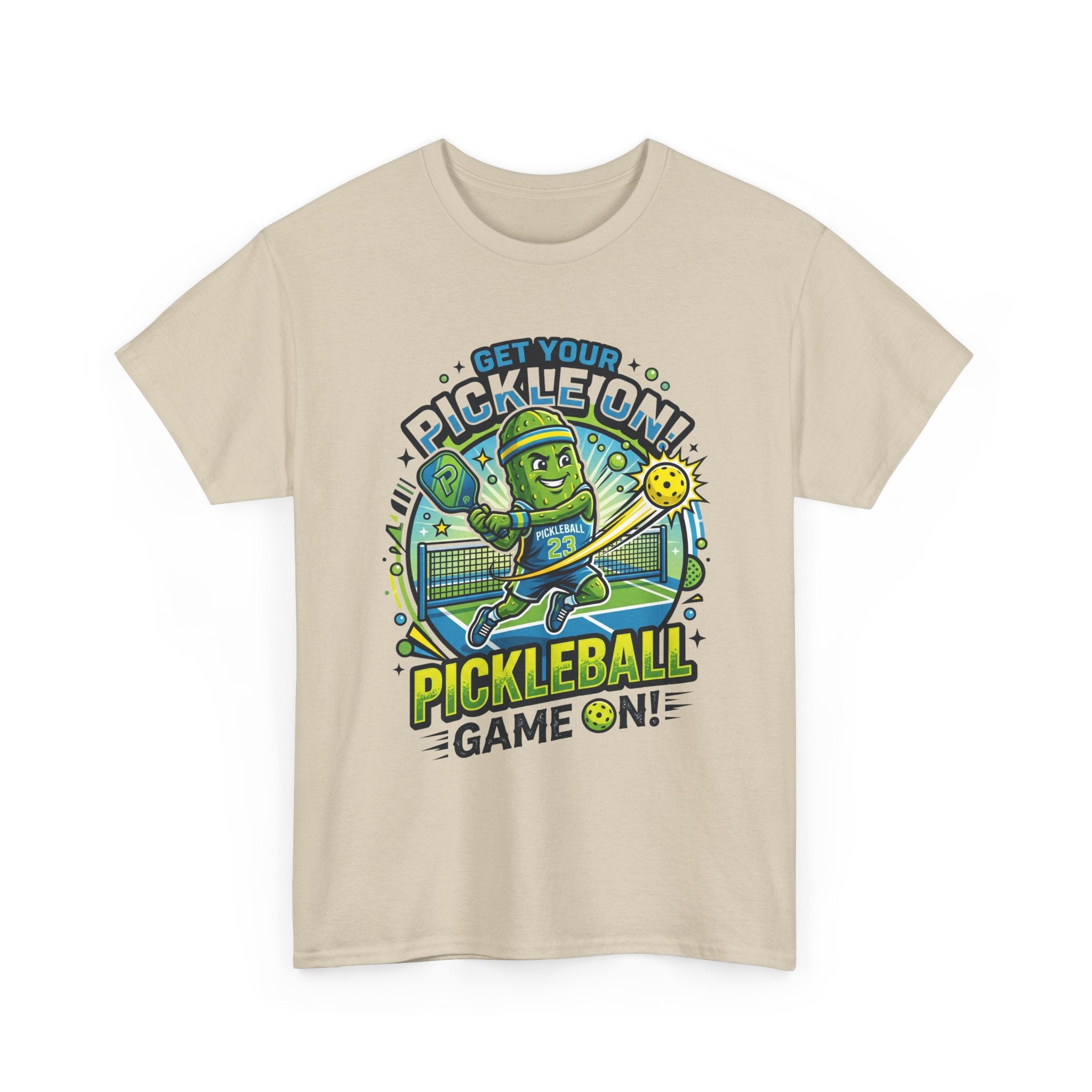 Pickleball Tee - "Get Your Pickle On!" Fun Pickle Character Game On Shirt
