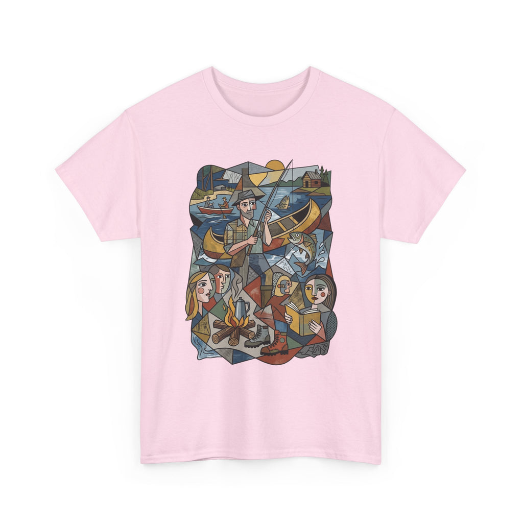 T-Shirt — Nautical Folk Art Crew: Illustrated Sailing, Fishing & Harbor Scene