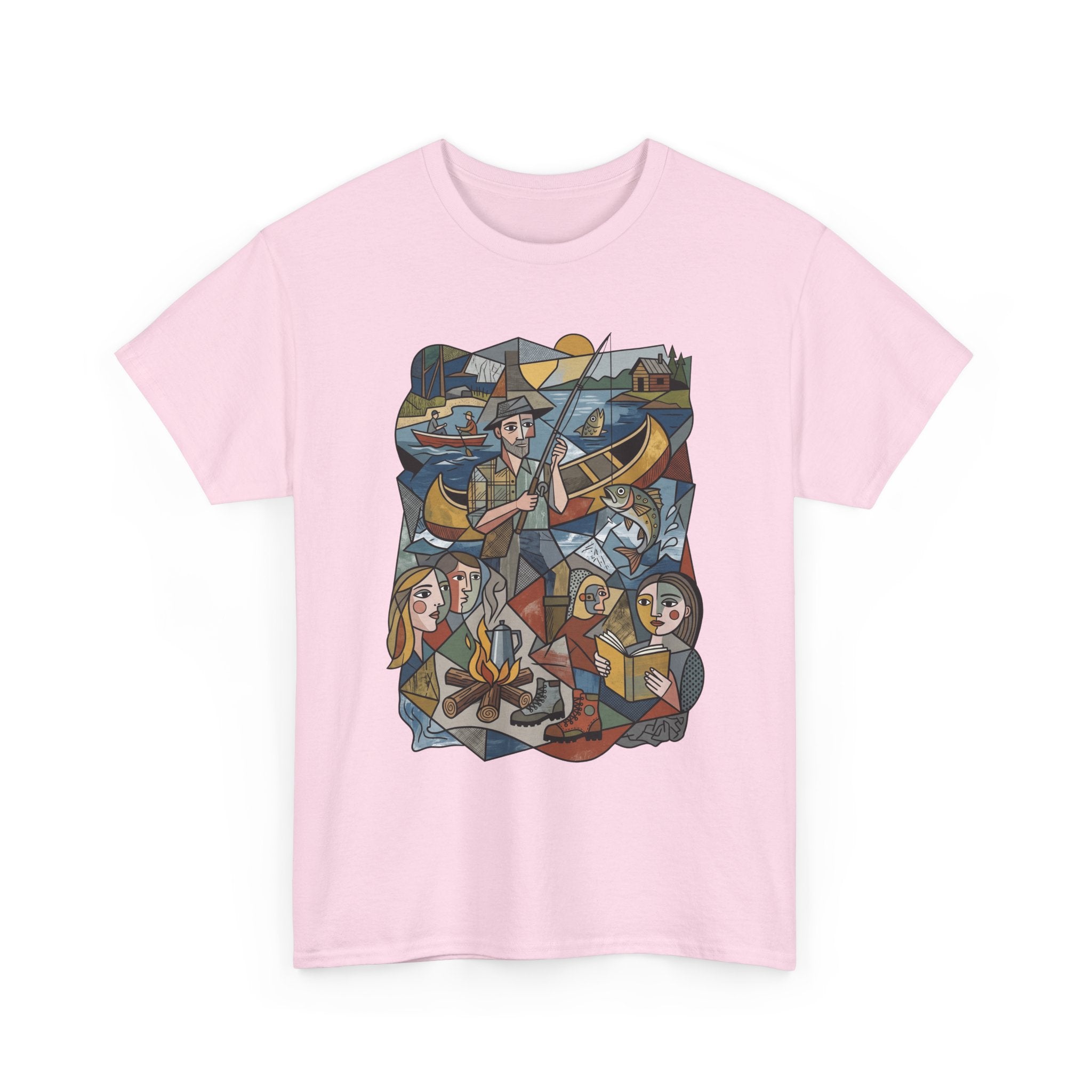 T-Shirt — Nautical Folk Art Crew: Illustrated Sailing, Fishing & Harbor Scene