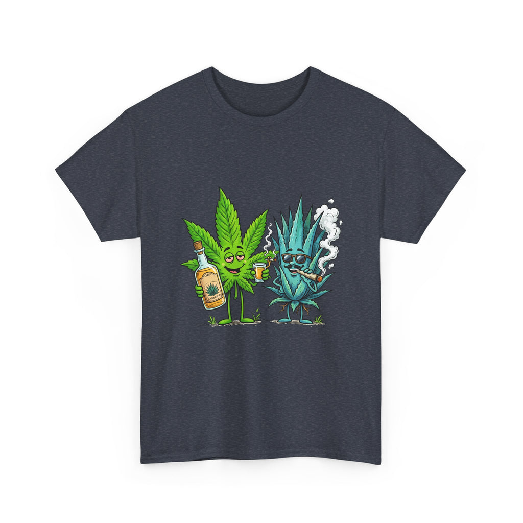 A Tequila & Cannabis Buds Friends T-Shirt — Funny Weed/Agave Leaf & Joint Graphic Tee