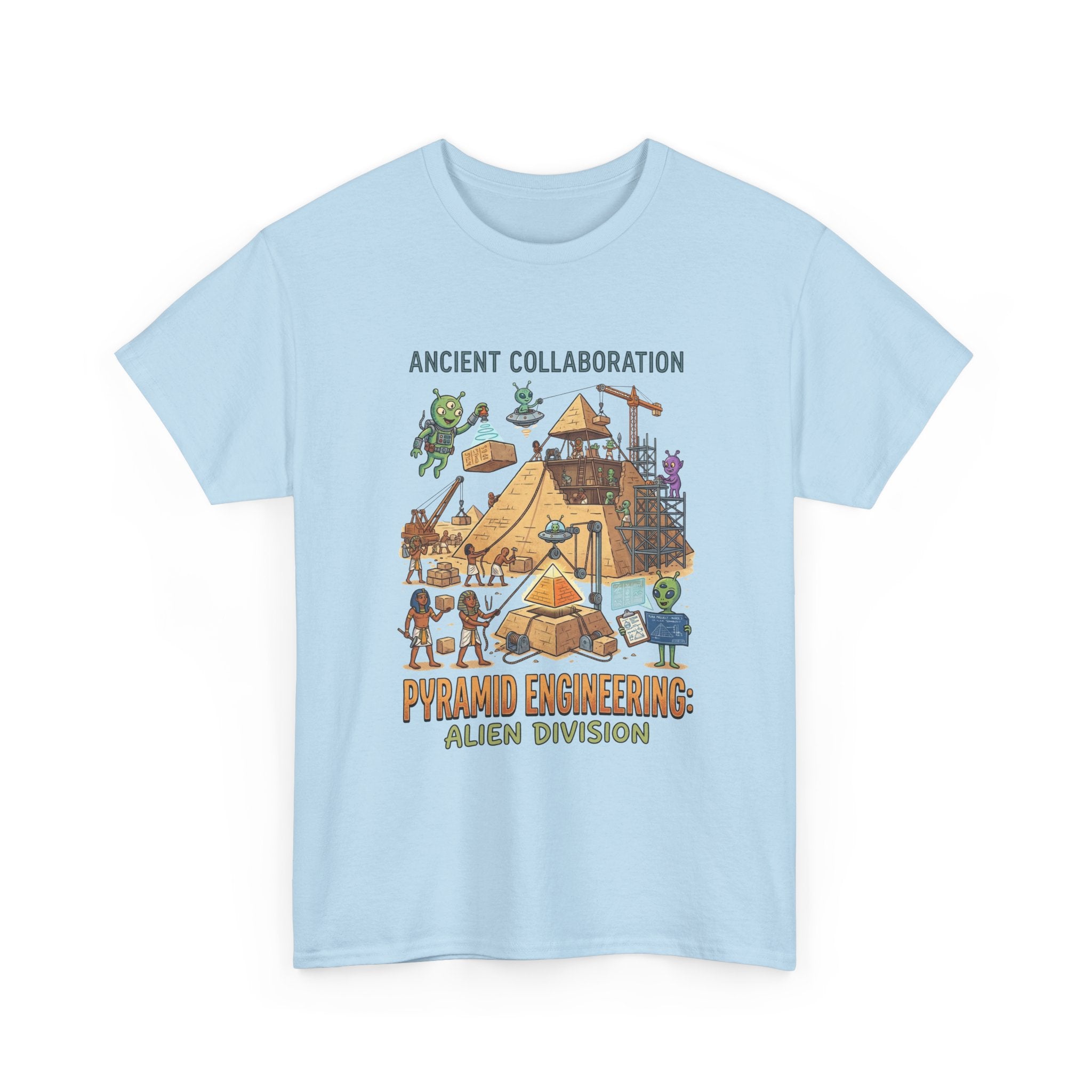 Pyramid Engineering Tee — "Ancient Collaboration" Alien Division Graphic Shirt