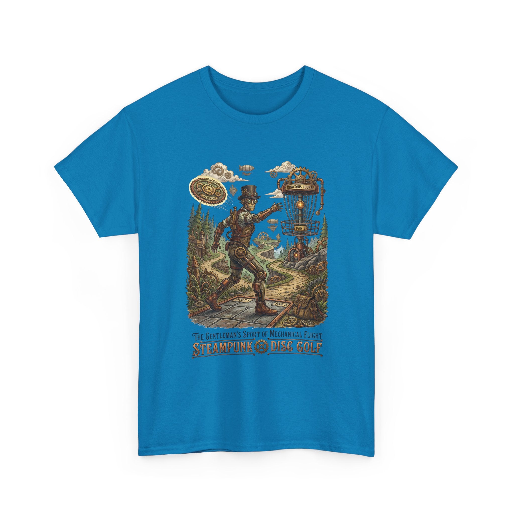 Steampunk Disc Golf T‑Shirt — Vintage Aeronautic Course Graphic Tee